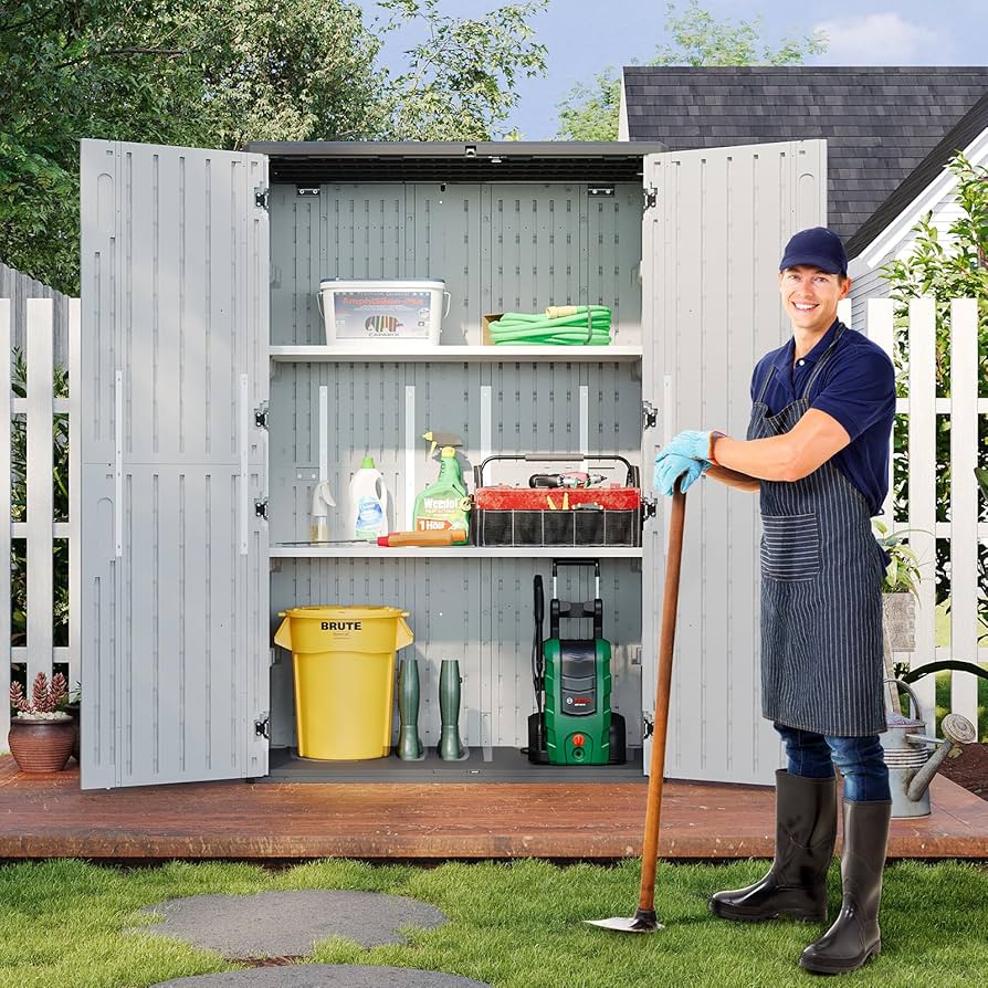 Amazon.com : Aoxun White Resin Outdoor Storage Shed with 2