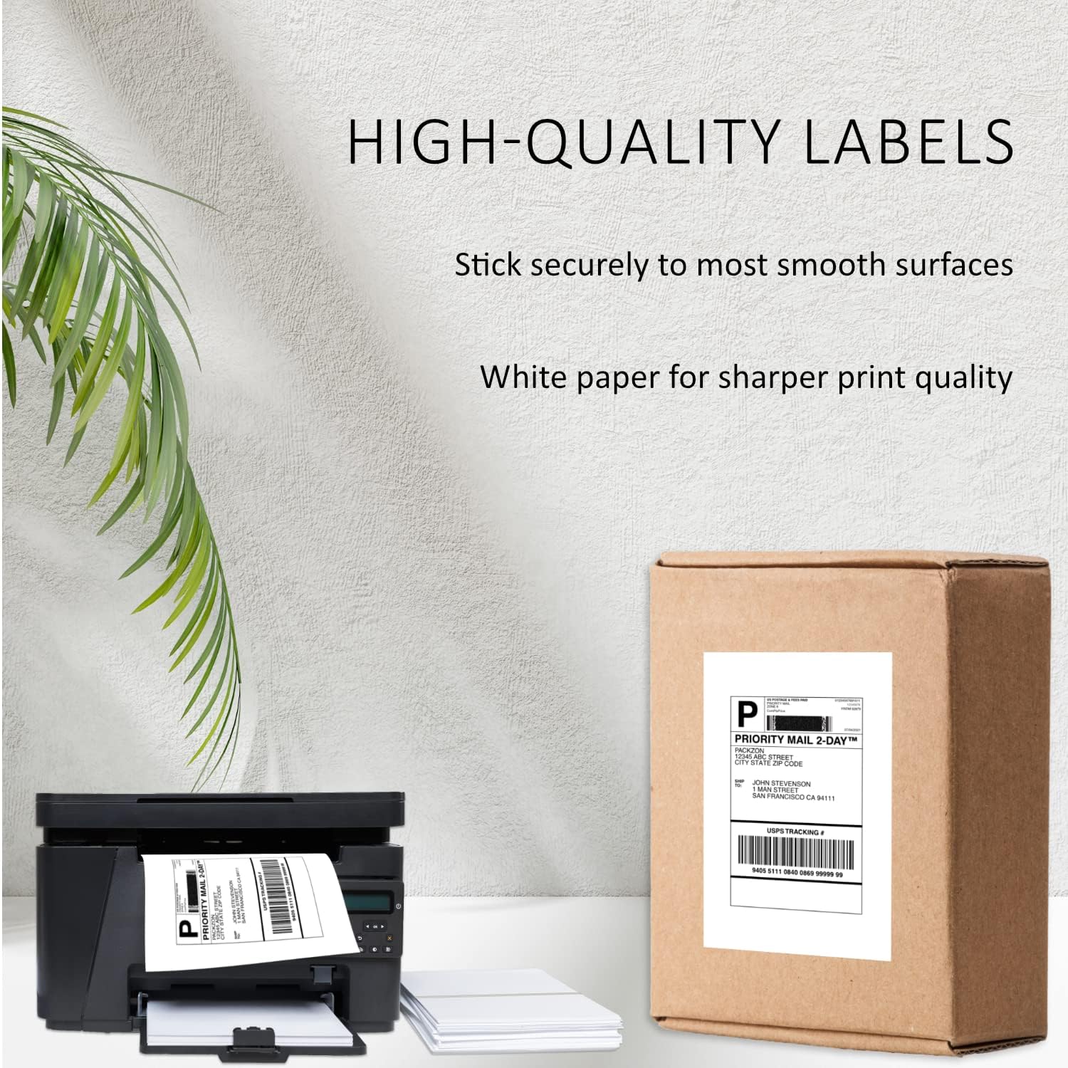 Shipping Labels with Self Adhesive, Square Corner, for Laser & Inkjet Printers, 8.5 x 5.5 Inches, White, Pack of 500 Labels