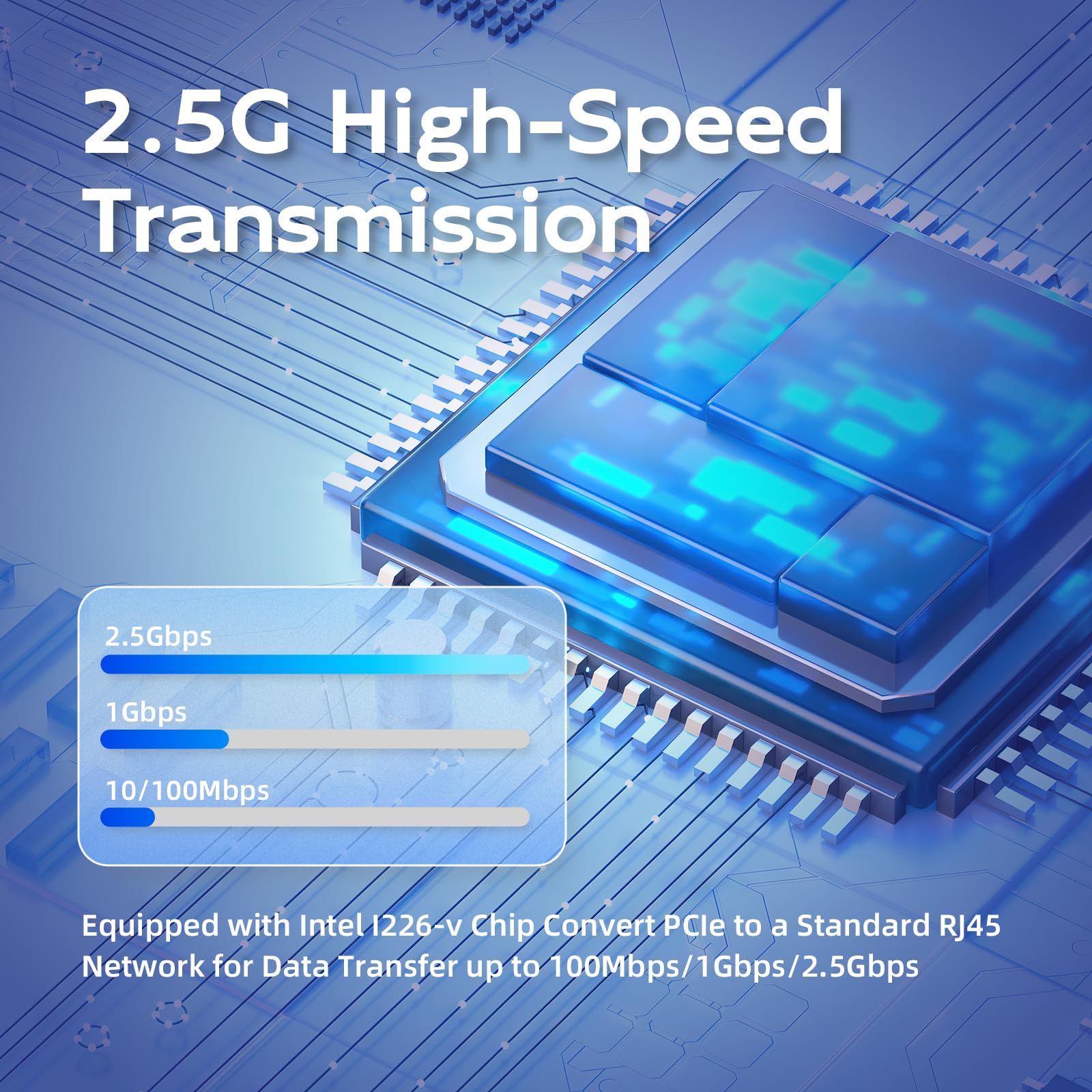 XikeStor Scheda di rete 2,5 Gb PCIe con chip I226-V, adattatore di rete 2,5GBase-T NIC, porta LAN RJ45 Ethernet Gigabit 100/1000/2500 Mbit/s, PCIe 3.1 X1 (PCIE 2.5G x 2)