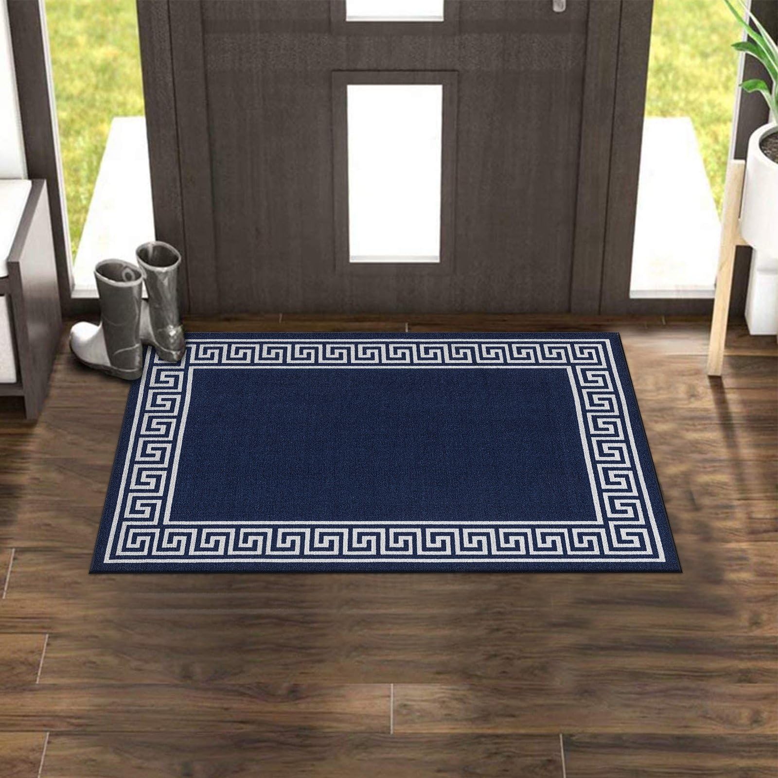 renoazul® Carpet Runners for Hallways Non-Slip Long & Wide Heavy-Duty Plain | 80 x 300 cm Super Absorbent Indoor Stair Carpet and Kitchen Anti-slip Floor Mats - Greeky Rug - Grey & Black — view 135