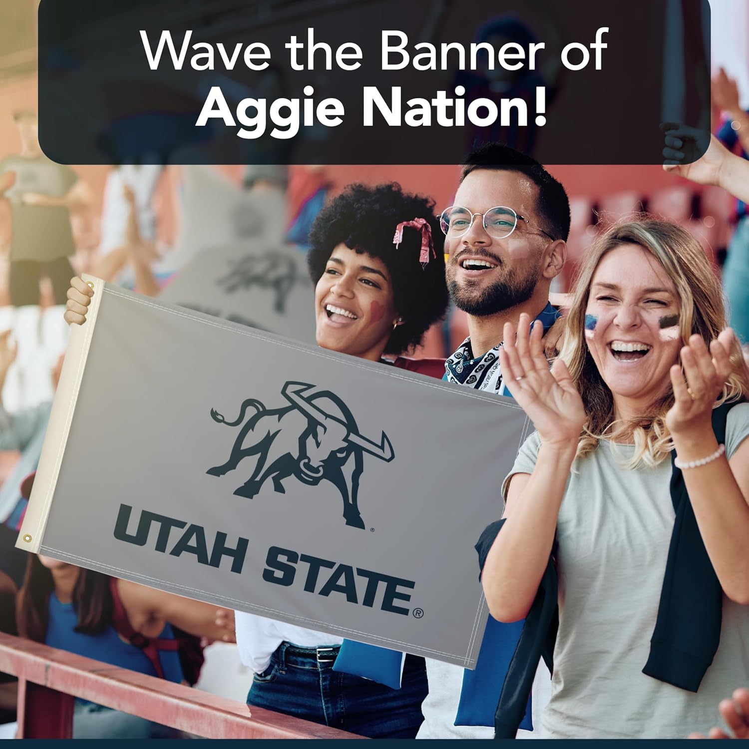 Utah State Aggies College Sports Printed Flag - NCAA Licensed - Nylon - School Banner (Gray, Blue) (2' x 3')