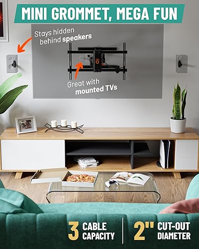Miniatura 2 de ECHOGEAR Ocultador de cable de TV  Kit de gestión de cables mini en pared de 2.5 pulgadas, corrector de cables para televisores montados en la