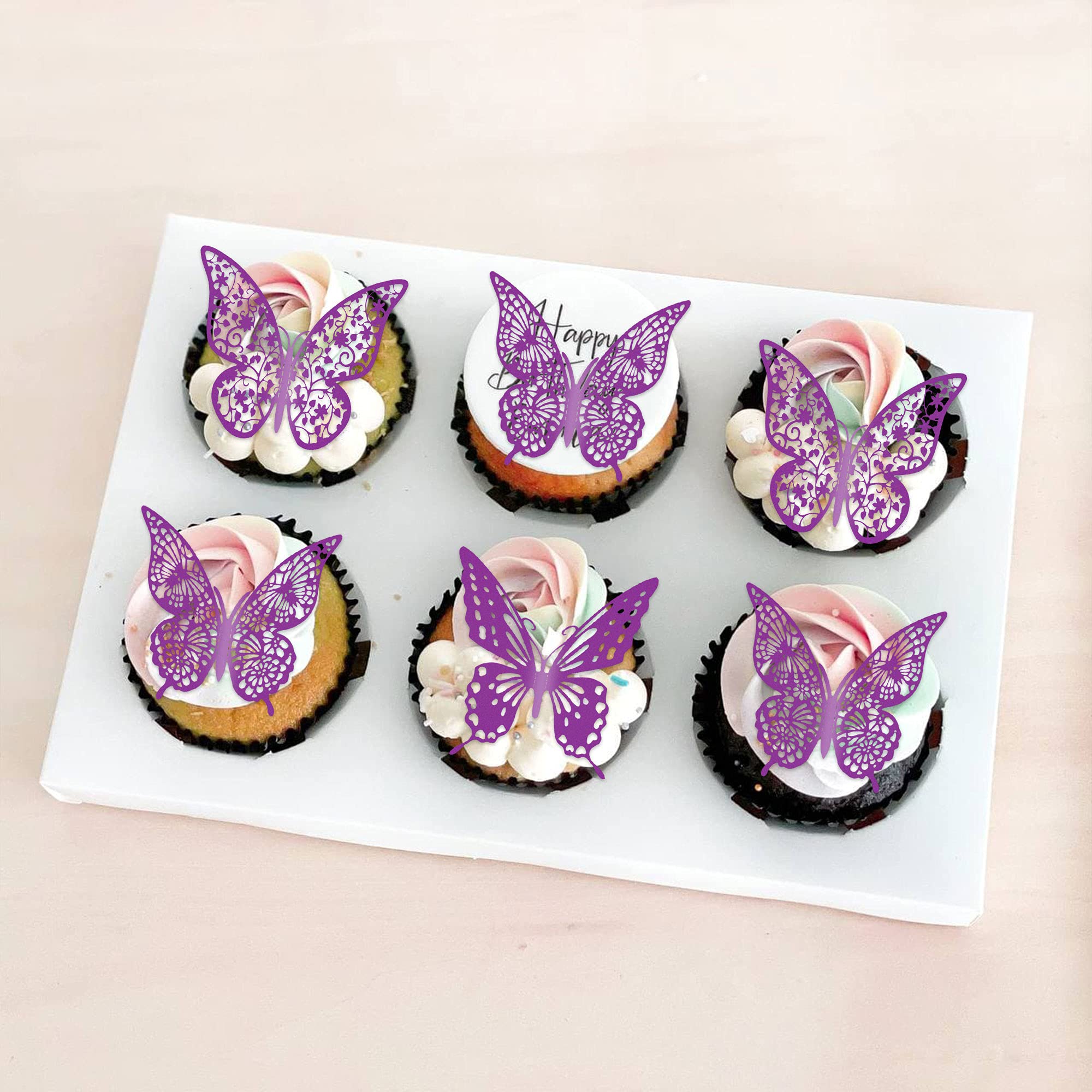 36 Decorazioni Per Cupcake A Forma Di Farfalla - Colorate, Per Feste Di