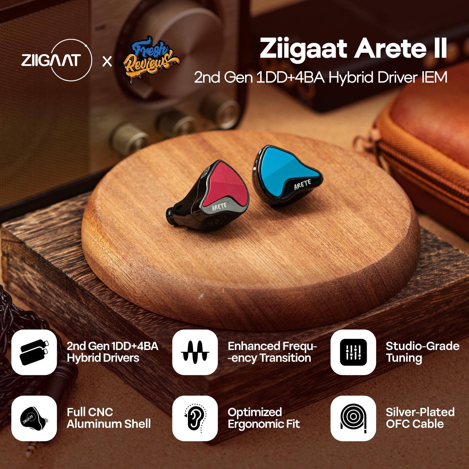 Amazon.com: Linsoul ZiiGaat x Fresh Reviews Arete II IEM,2nd Gen