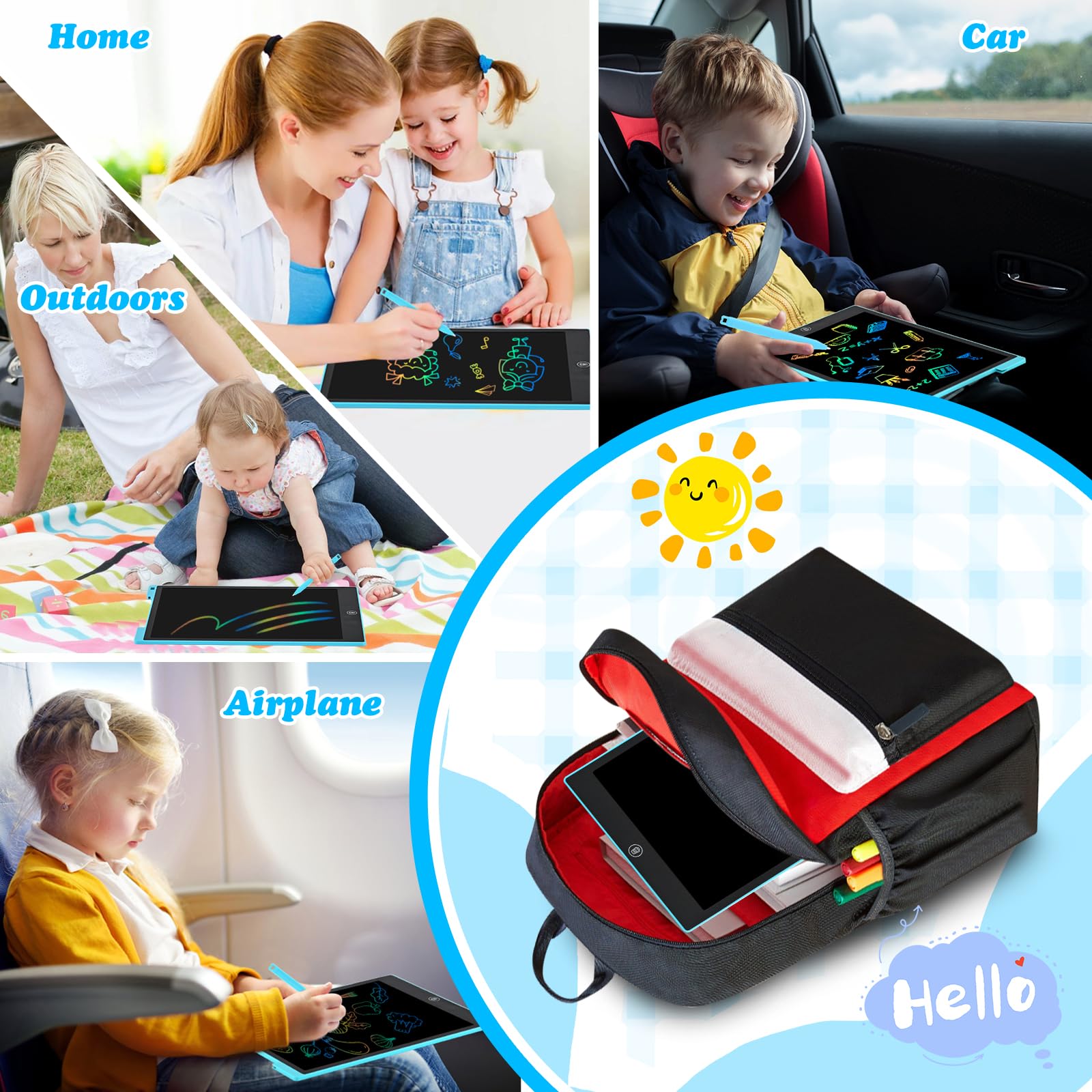 Lavagnetta Cancellabile Bambini 12 Pollici,cimetech Lavagna Magica con Penna,Corda Elastica,Natale Regalo Bimba 3 4 5 6 7 8 anni Giocattolo Bambino Bambina