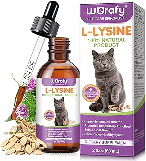 L-Lysine Drops for Cats 60ml - Natural Support for Eye & Respiratory Health | Chicken Flavor | Grain-Free & Gluten-Free | with Herbal Extracts & Vitamins | for Tear Stains & Sneezing