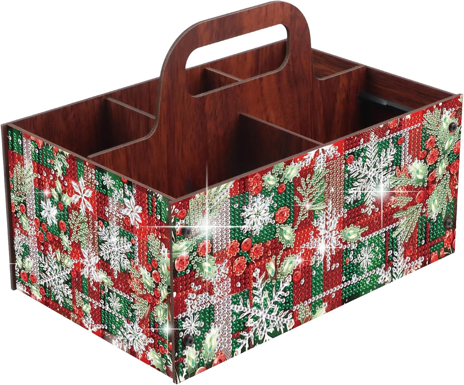Gift Box Diamond Painting Wooden Caddy, DIY Handle Storage Box