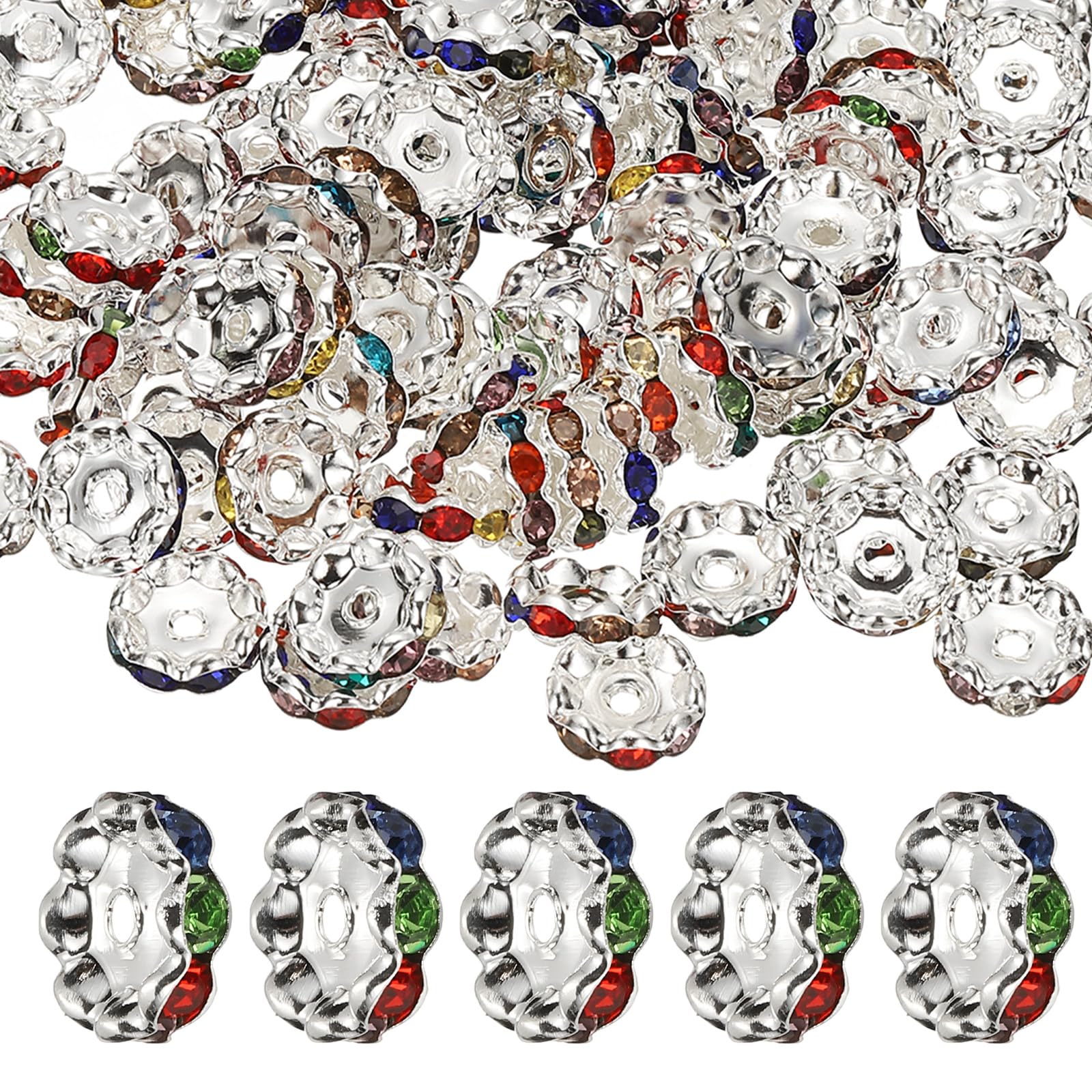 PATIKIL 12mm Wavy Rhinestone Spacer Beads