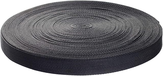 50 Meter x 25mm Polypropylene Webbing Strap - 1,4mm Thick - Multi-Purpose PP Webbing Tape for DIY Craft Backpack Strapping Apron Bunting Bags Belts Slings etc, TKB5070 Black