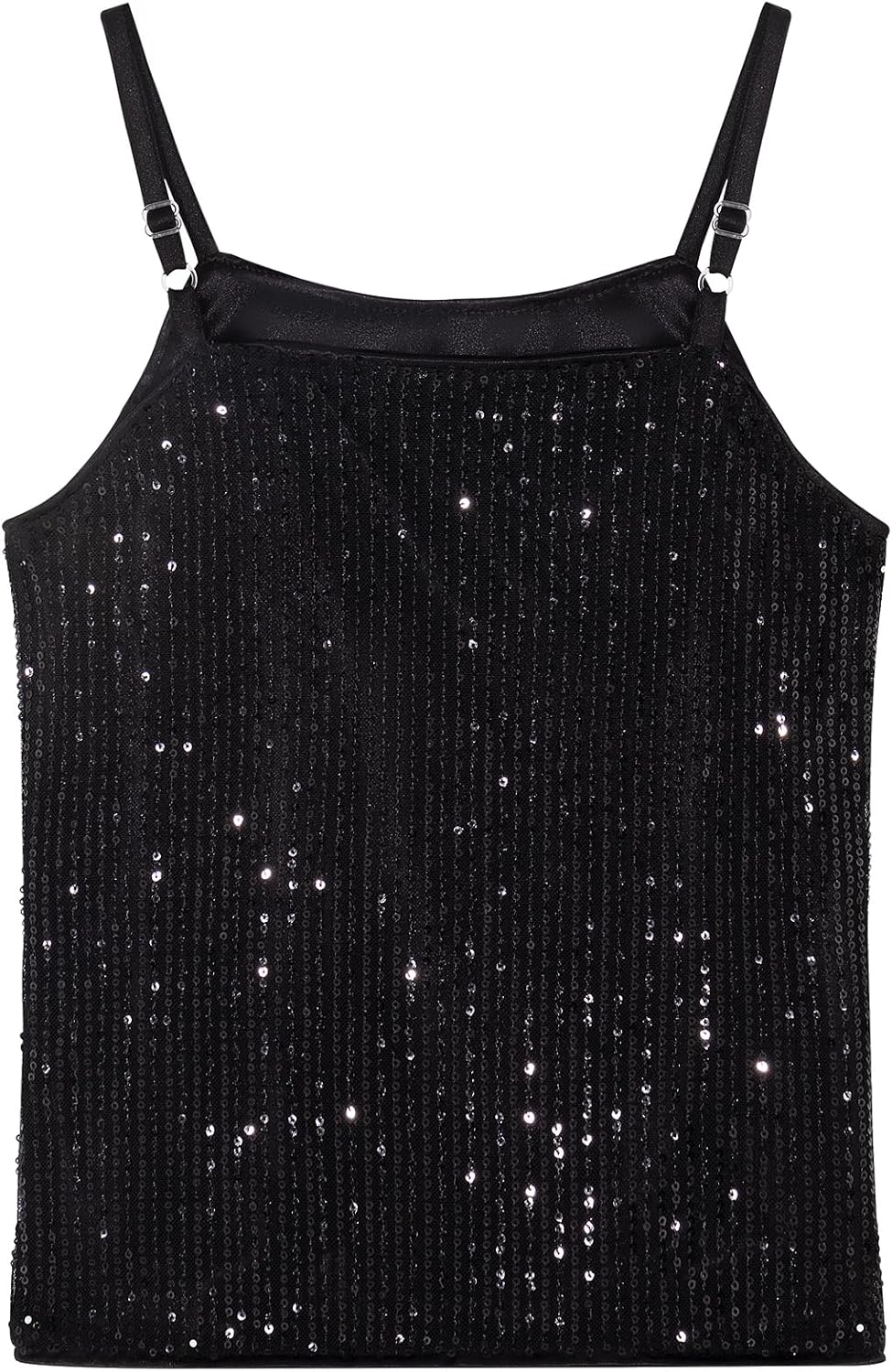 Noomelfish Girls Camisole Sequin Tank Tops Sparkly Glitter Cami Dance Sleeveless Shirt (5-12 Years) - Image 2