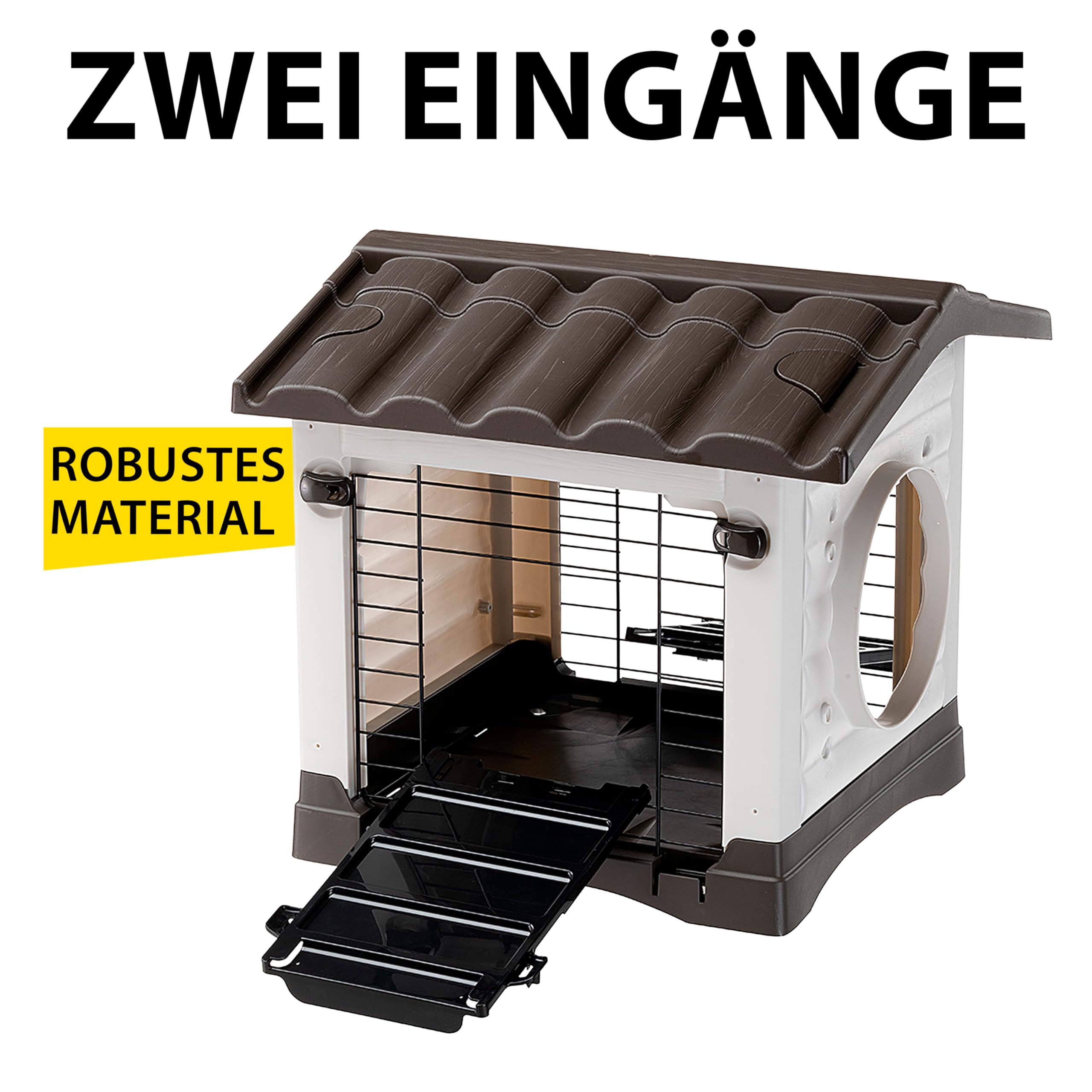 Ferplast Metro' Kaninchenhaus, verbindbar mit Tunneln für Zwergkaninchen, Frettchen und Meerschweinchen mit 2 Eingängen, abnehmbarem Dach und ablaufendem Boden, 43 x 48 x 44 cm.