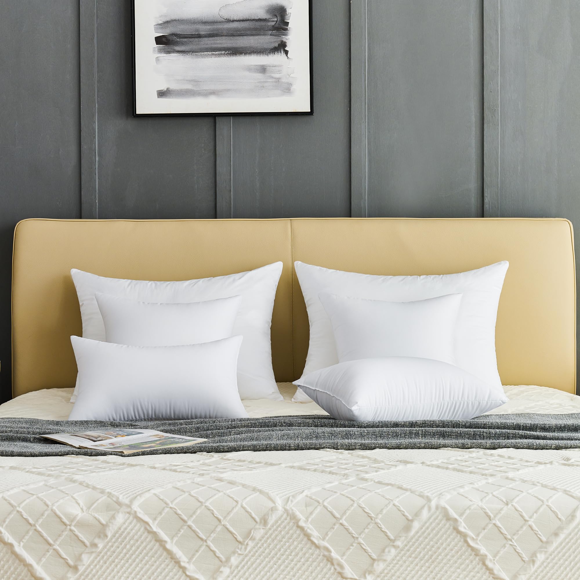 Coussin Rembourrage 50 x 50 cm Lot de 4 Grands Coussins Décoratifs Blancs pour Le Salon Canapé Lit Canapé Carrés Housse de Coussin Garnissage Coussin