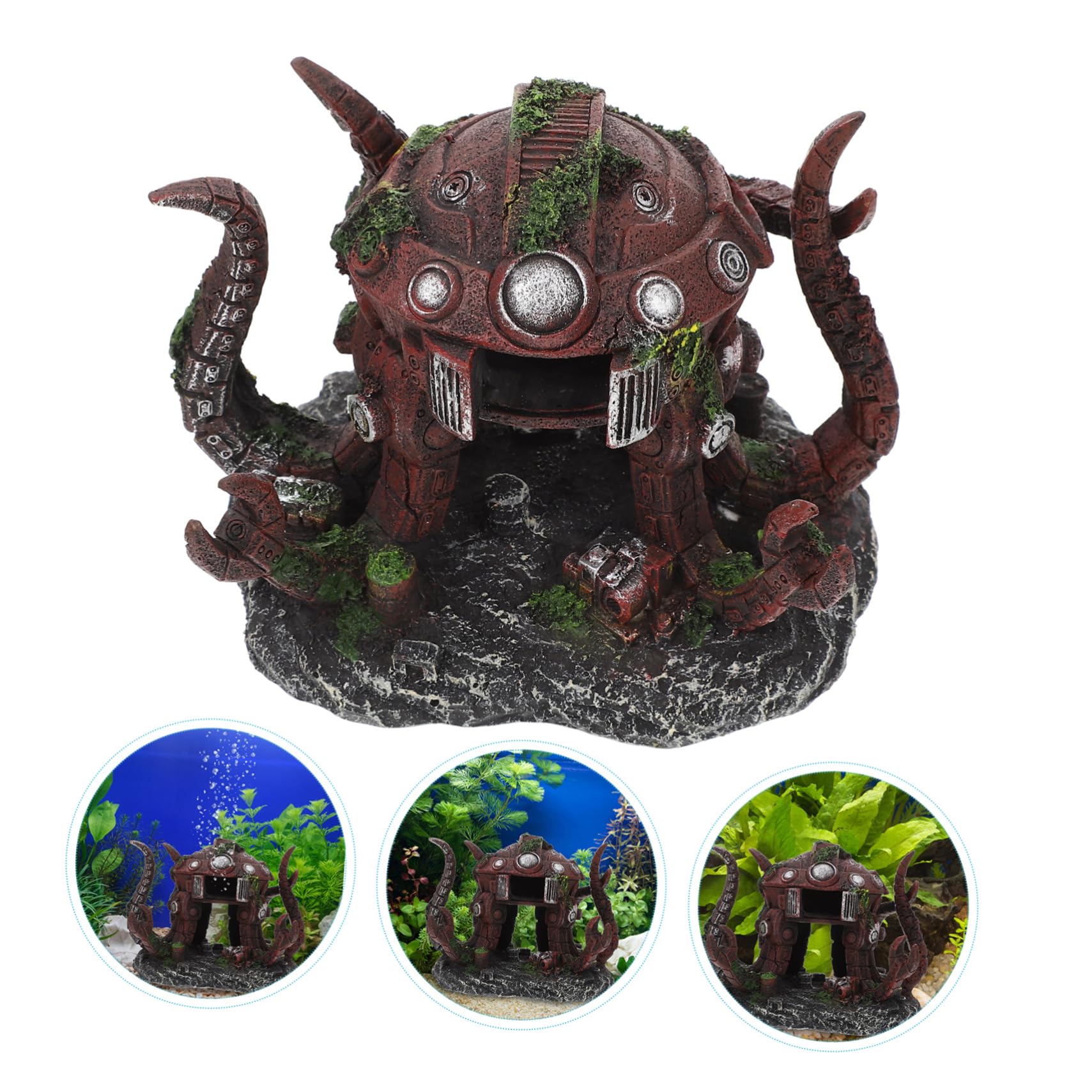 Kisangel 2St Aquarium Landschaftsbau Ornamente Requisiten Dekoration Käfig Schiffswrack künstlich Schwamm Tank Fische züchten wohnungseinrichtung Harzhandwerk Harz-Roboter-Oktopus-Ornament