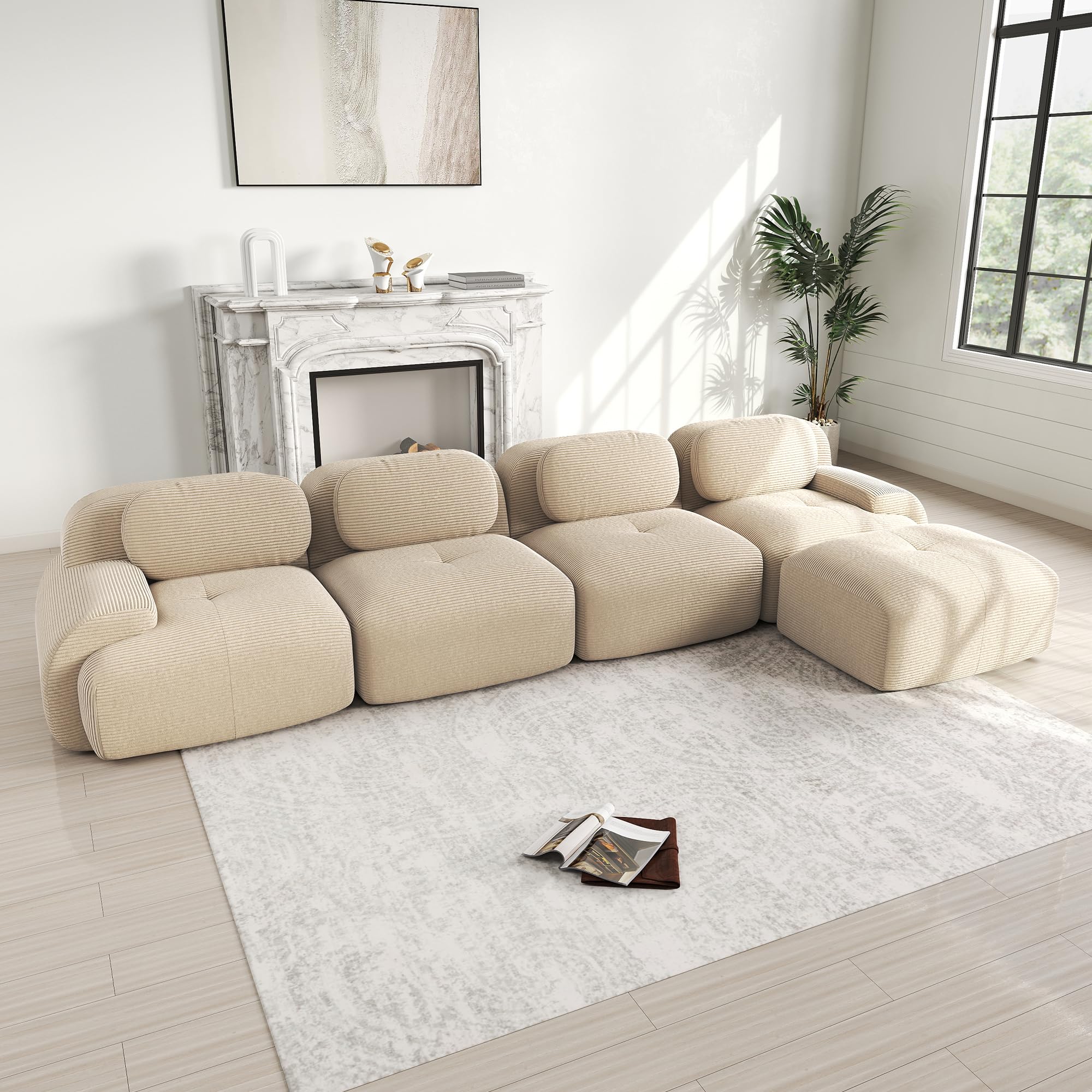 Module modulaire pour canapé - Blanc - Module combiné flexible sans accoudoir ni dossier - Pour salon moderne