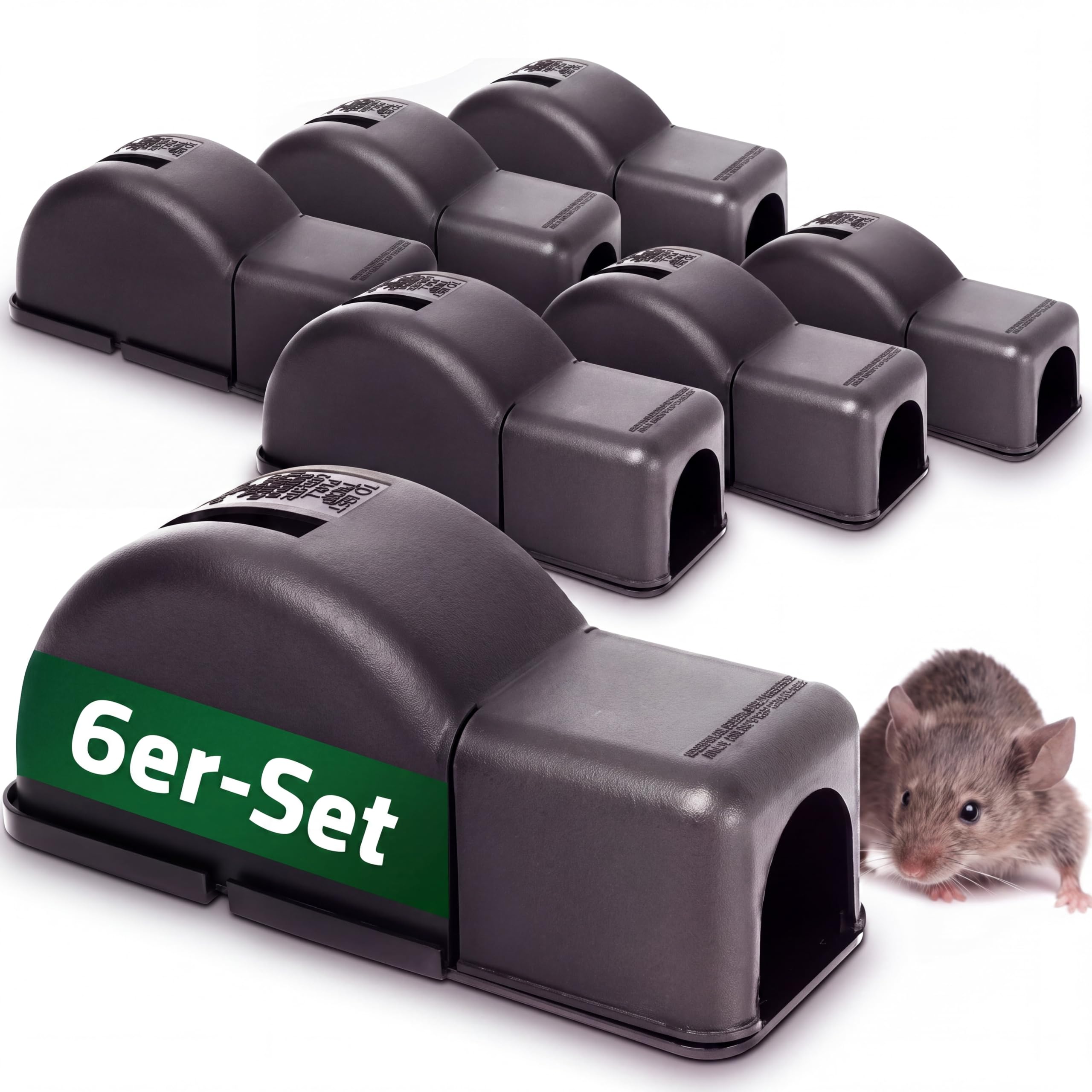 Enhon Trappole a Scatto per Topi Confezione da 6, in Custodia Protettiva – Trappole riutilizzabili con Scomparto per Esca – igieniche a Scatto – sicure per Animali Domestici