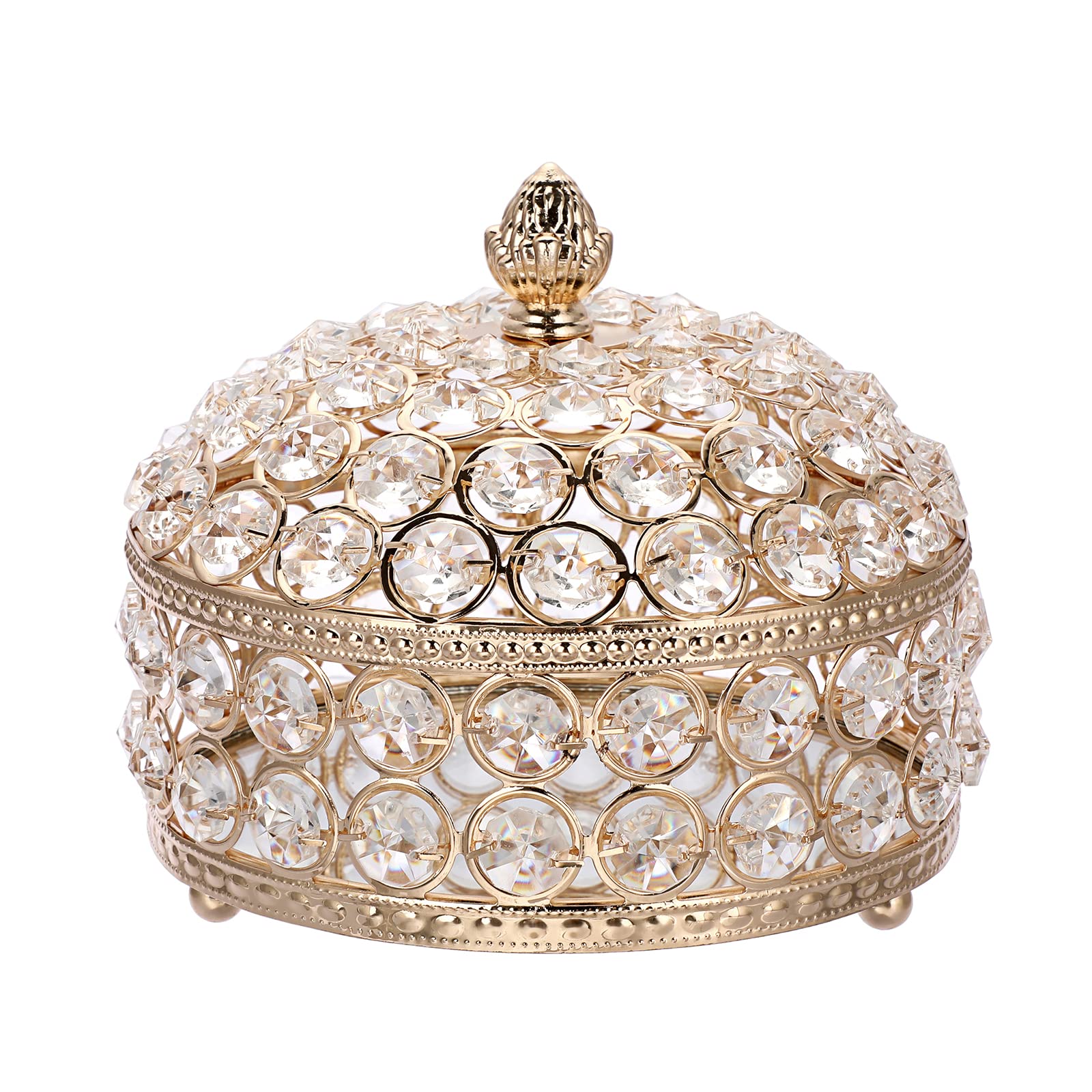 Hipiwe Crystal Jewelry Box Jewelry Trinket Organizer Box Gold Treasure Box Luxury Home Decor Ring Earrings Storage Holder
