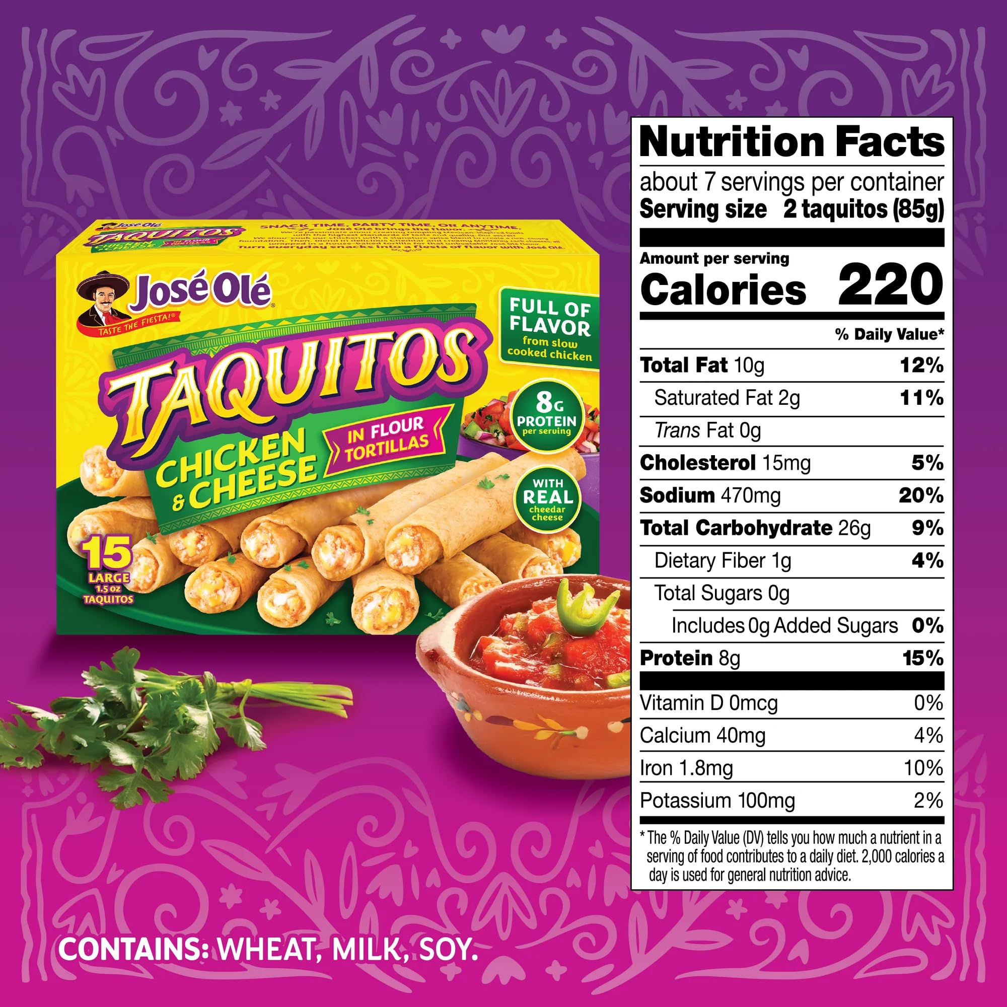 Jose Ole Chicken Taquitos Frozen Box 22 5 Oz — view 2