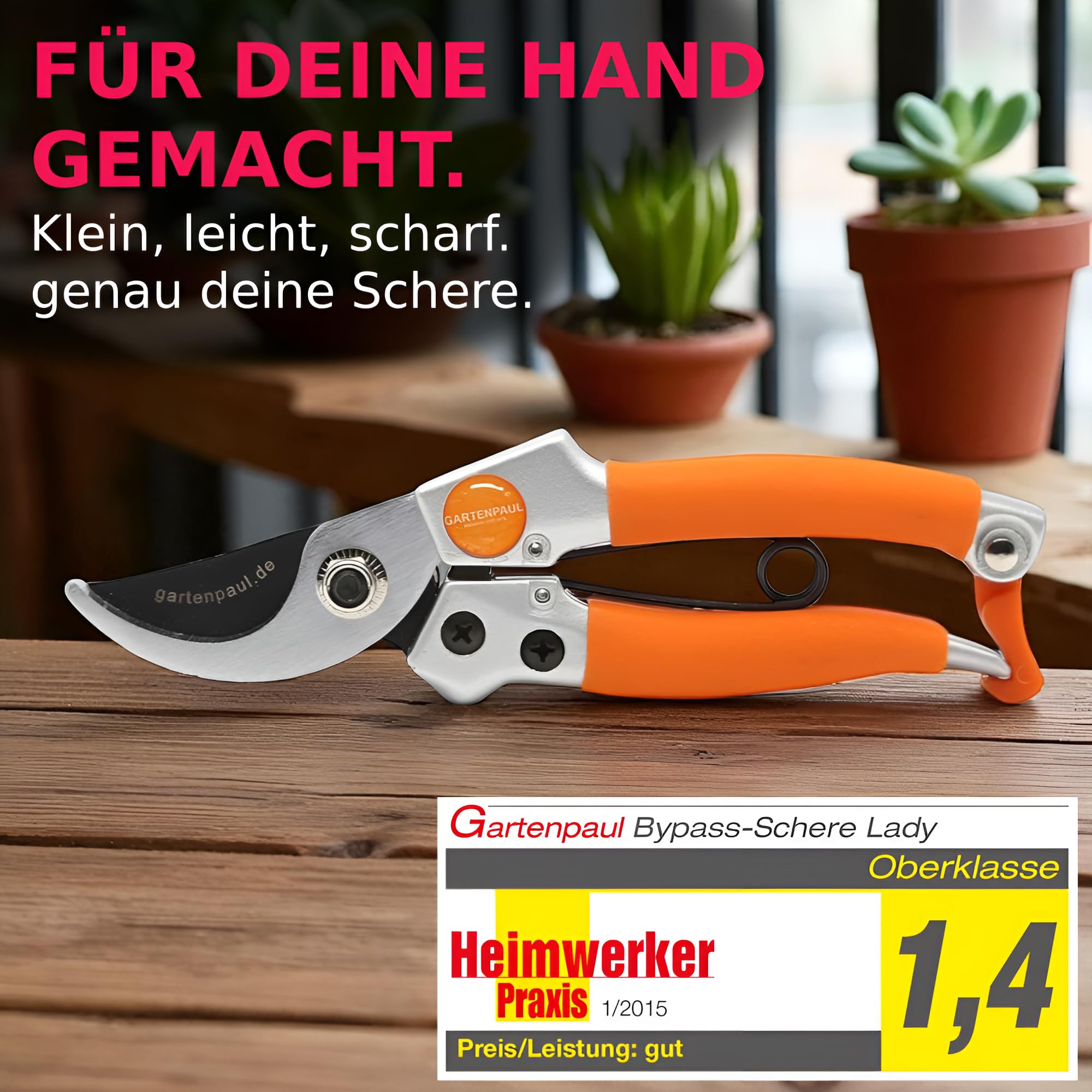 Gartenscheren Set, Premium + Damenschere, Profi-Gartenwerkzeuge Ratschen Ratsche Gartennschere klein & groß, 30 Jahre Qualität, passt zu Astschere Heckenschere Rosenschere Ernteschere