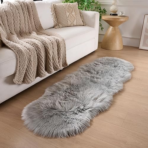 Miniatura 208 de Alfombra de piel sintética esponjosa de piel de oveja blanca, 4 x 6 pies, ultra suave, para dormitorio, mesita de noche, sala de estar, guardería