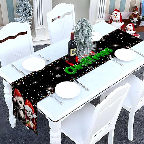 Miniatura 2 de Sunwer Camino de mesa de Feliz Navidad, El extraño mundo de Jack Skellington y Sally, decoración de fiesta de cumpleaños, hogar, cocina, comedor