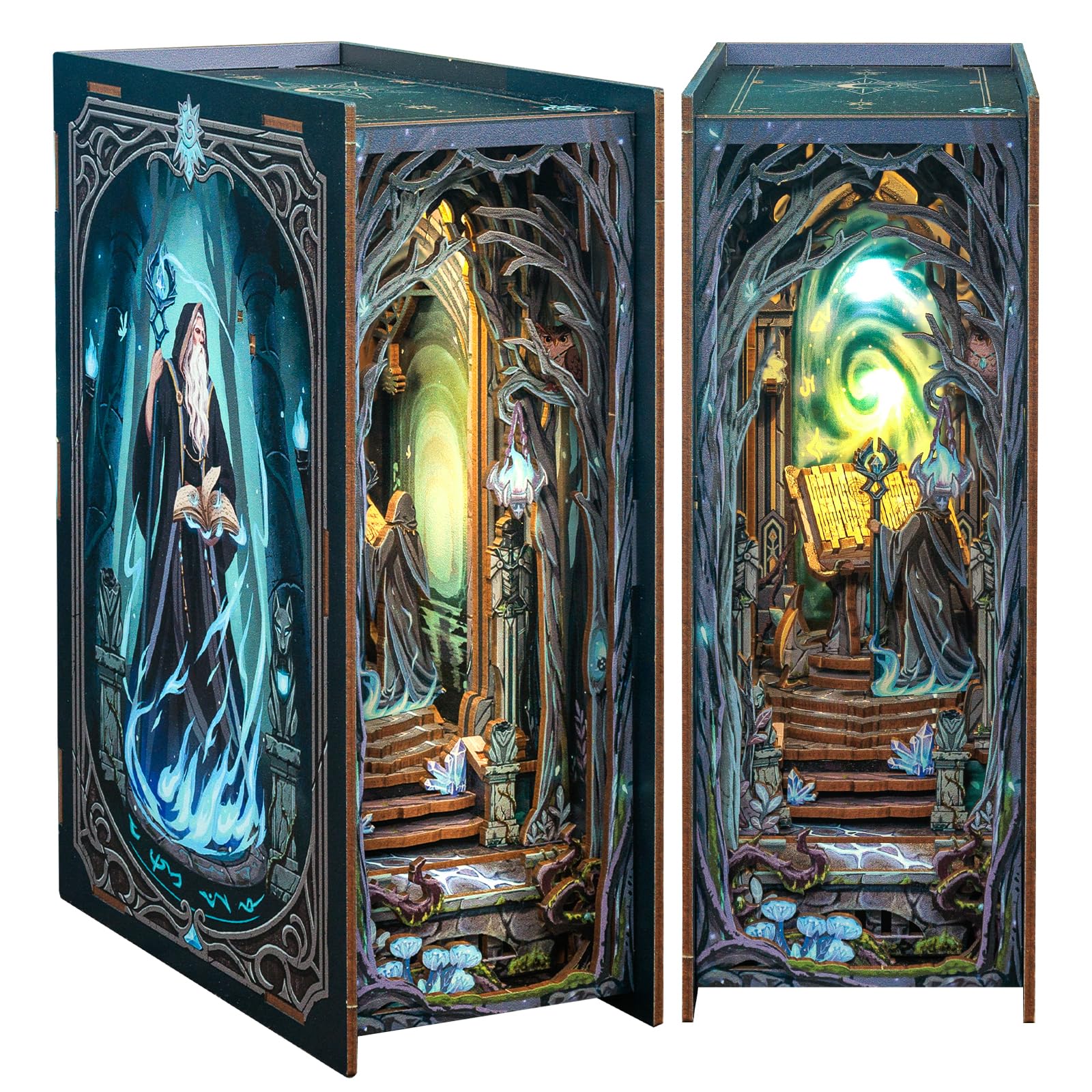 Cutefun Book Nook Kit - DIY Miniature House Kit for Adults and Teens, DIY Dollhouse Bookshelf Insert with LED Light, Gifts for Family and Friends (The