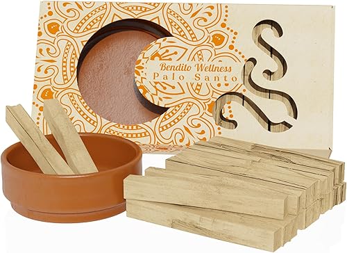 Bendito Wellness Palo Santo Sticks - Paquete de 20 palitos de 3.88 oz, soporte gratuito, ecuatoriano, grado premium, alta resina, madera para