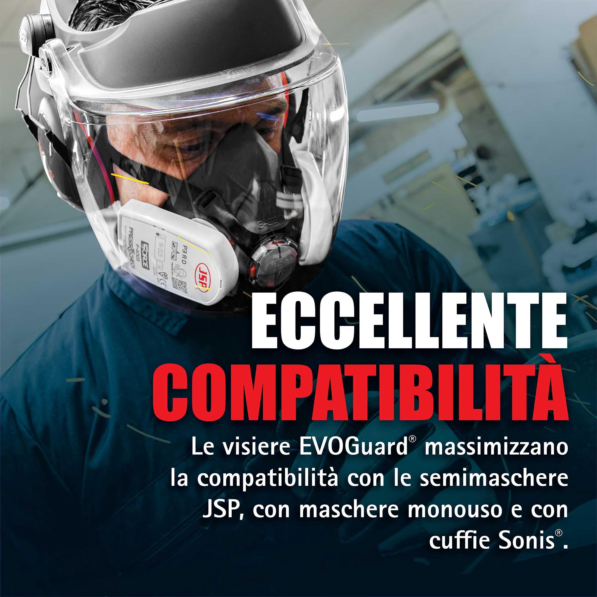 JSP EVOGuard C4 Schermo Facciale Antiappannamento con Mentoniera | Visiera antiappannamento e antigraffio con mentoniera per maggiore copertura. EN 166 & EN 170.