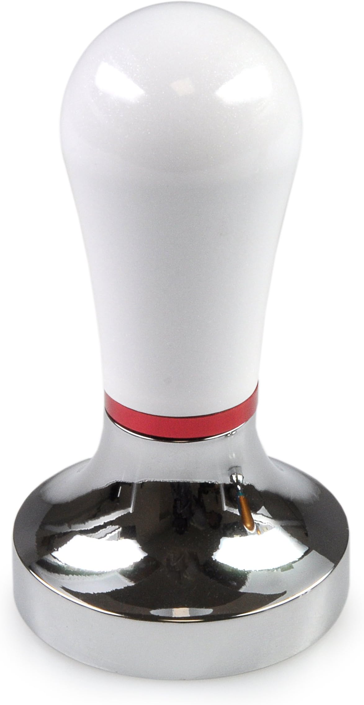 YOUZiNGS Tamper Stainless Steel with White Handle, Espresso Masher, Coffee Stamper, Diameter Press Plate 57 mm, Colour Stainless Steel Glossy / White