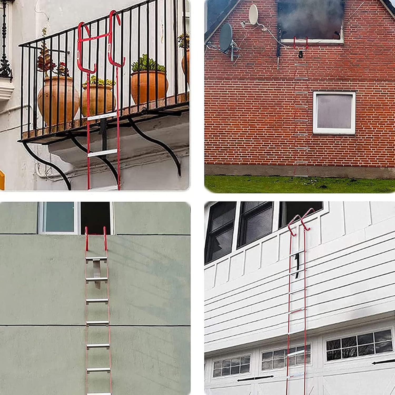 Adults Kids Window Fire Escape Ladder, Portable Fire Emergency Escape Ladder for Balcony, Fire Safety Ladder with Anti-Slip Rungs,4M/13FT