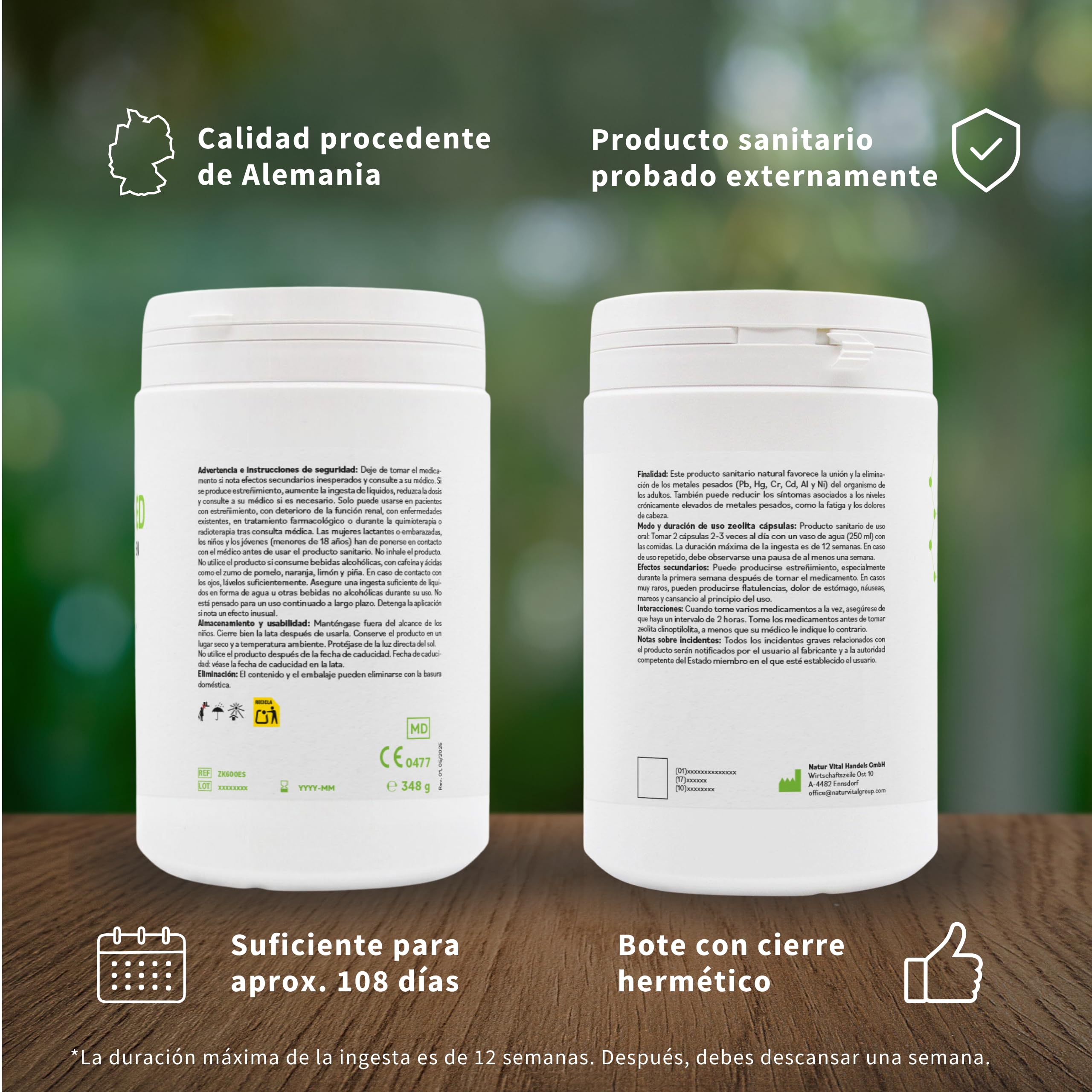 Zeolith MED 600 - Cápsulas de detox (producto medicinal con certificación CE) | Dispositivo médico natural, alta dosificación, altamente eficaz, ultrafino, 9 µm, calidad farmacéutica, 100% clinoptilolita