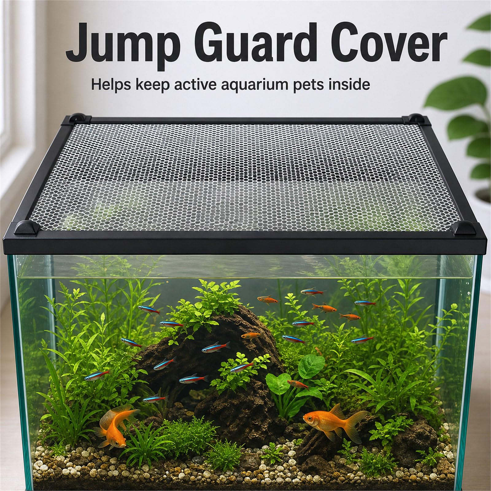 Couvercle magnétique pour Aquarium,Couverture Anti-Saut D'Aquarium,Écran D'aquarium Couvercle Supérieur Filets Anti-évasion,Découpable,pour Domicile,Bureau,Hall,Voyage,Animaleries