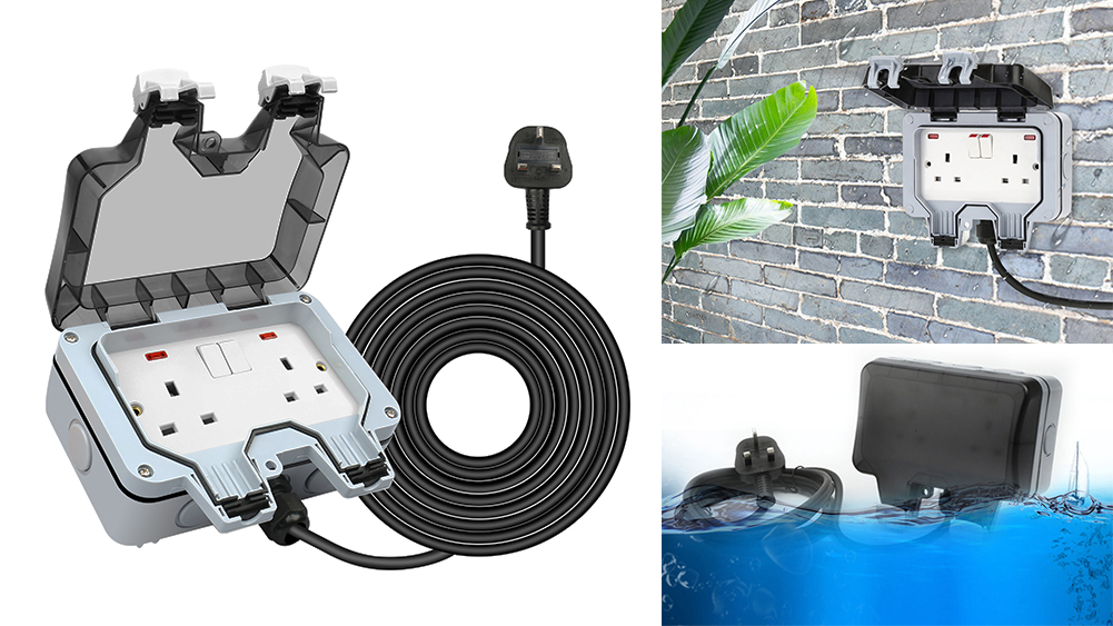 Outdoor Plug Box Outdoor Socket, Outdoor Double Plug Sockets Waterproof ...