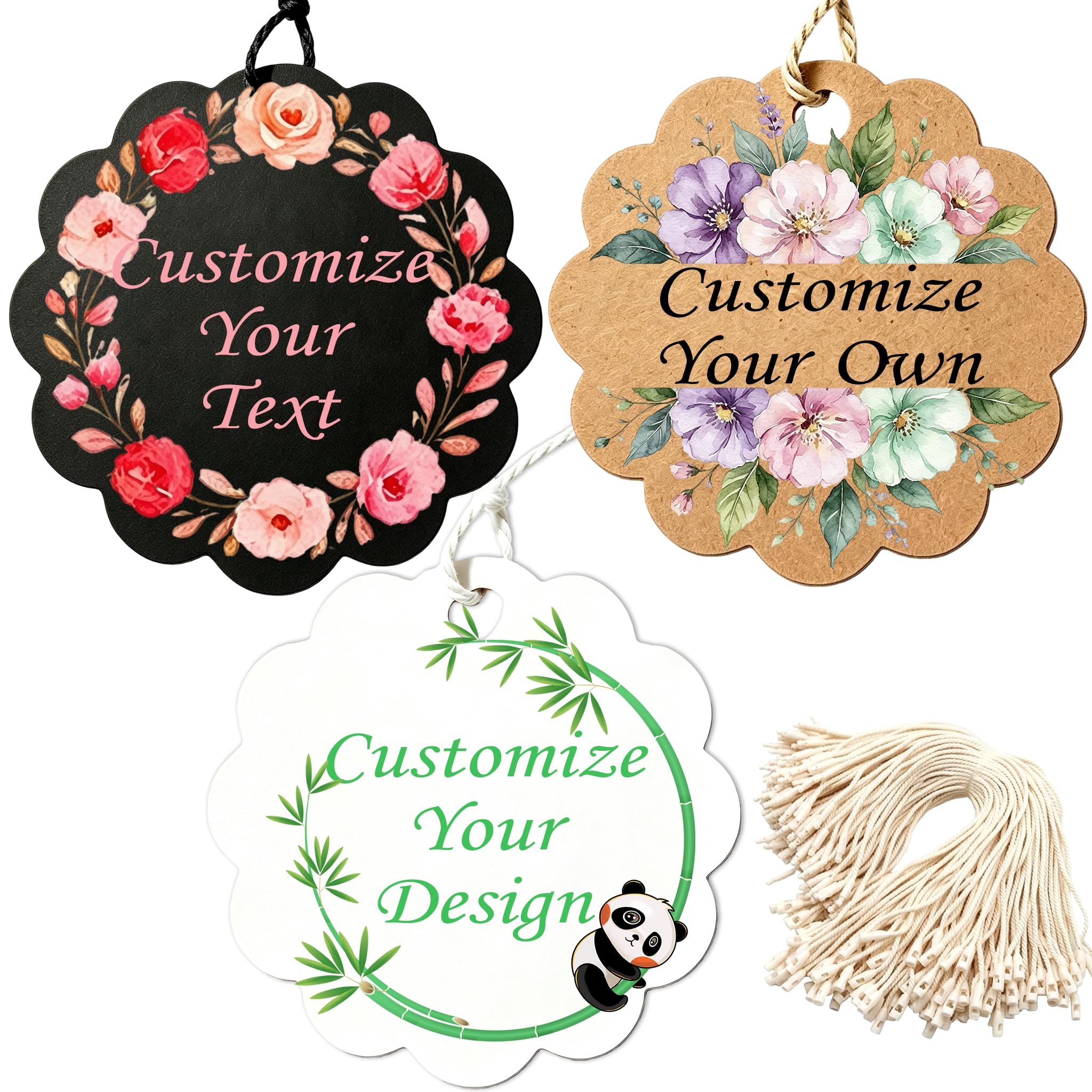 Custom Floral Gift Tags with Twine for Wedding Party Favor Packaging