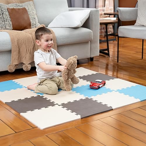 Miniatura 17 de MioTetto Alfombra de Juego para Bebés, Cómoda Alfombra para Tiempo de Barriga – Azulejos de Espuma Portátiles para Piso, Alfombra de bebé segura