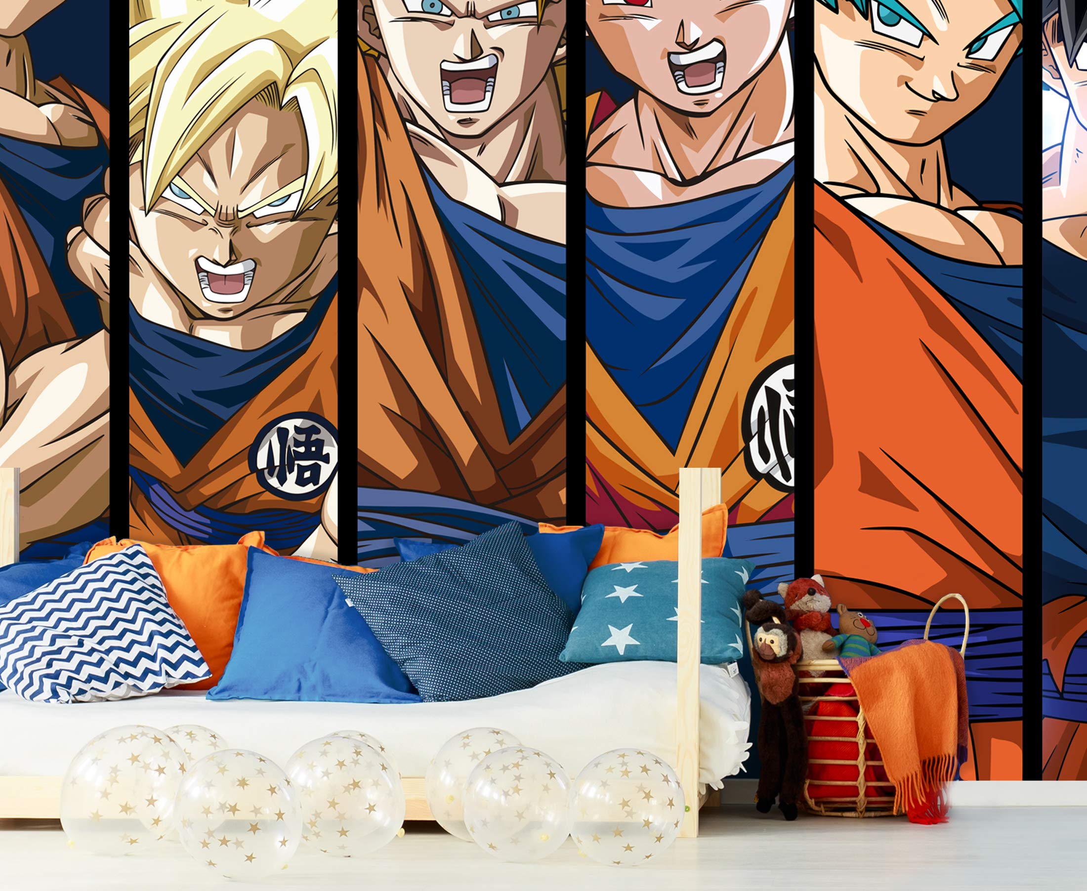 Photo murale en vinyle et papier peint Dragon Ball Super Formes Goku Produit officiel Plusieurs mesures Papier peint photo mural Produit original Décoration intérieure DBS 200x150cm