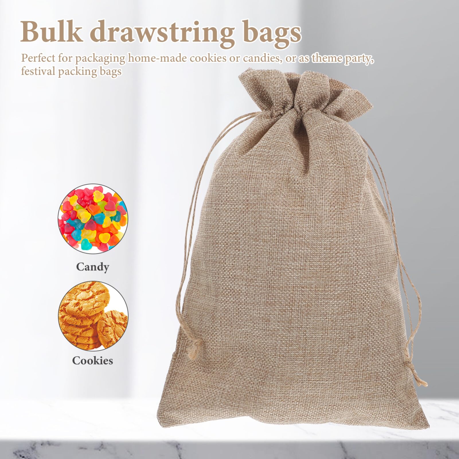 Didiseaon 10pezzi Sacchetti in Juta Coulisse Sacchetti Regalo Portatili per Biscotti o Caramelle Multiuso per Imballaggio Pratici e Facili da Chiudere