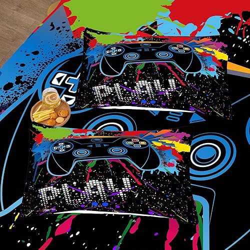 Miniatura 4 de Tailor Shop - Juego de edredón para juegos de tamaño individual para niños y adolescentes, grafiti negro, juego de ropa de cama para juegos de 2