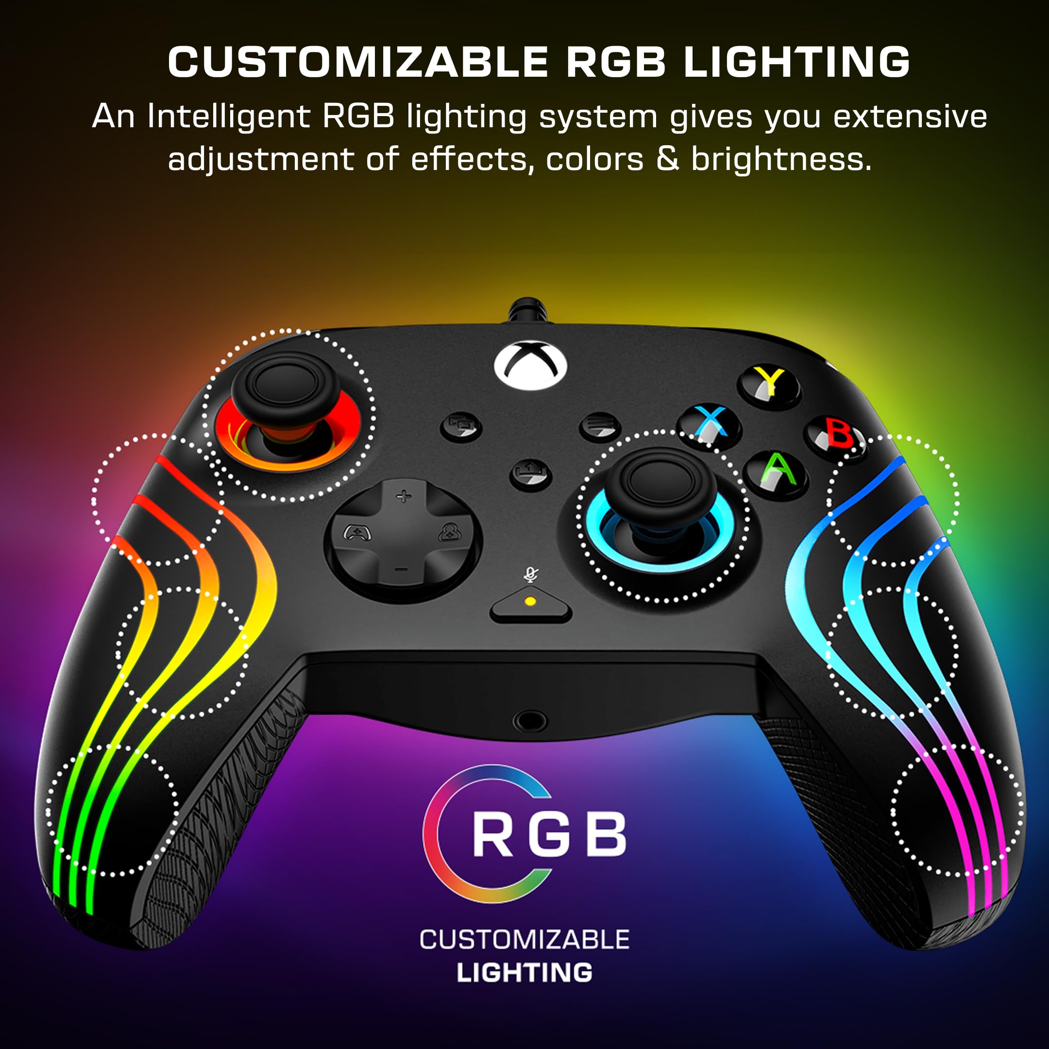 Turtle Beach Afterglow Wave Nero Controller Gamepad RGB cablato per Xbox Series XS, Xbox One e Windows