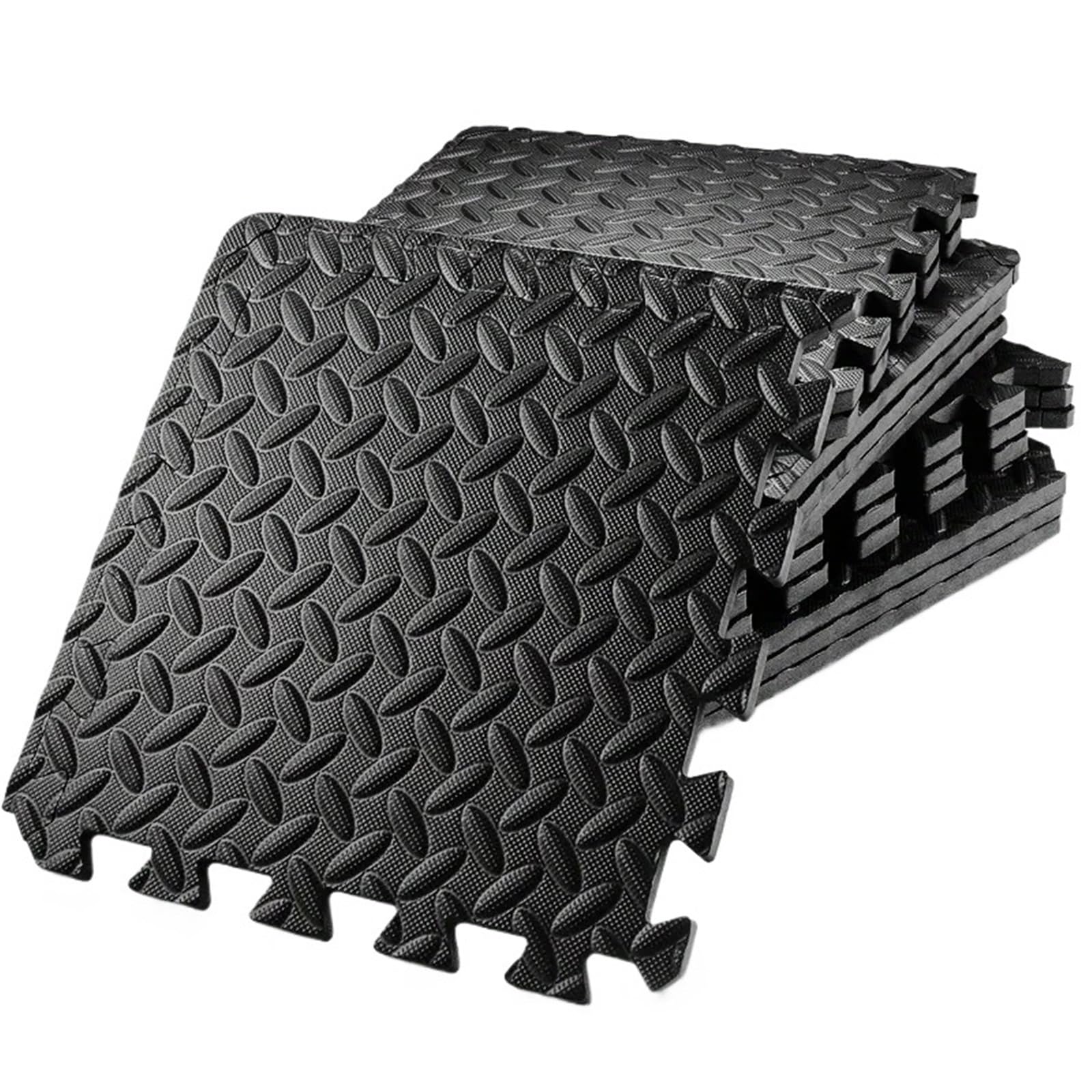Baldosas de Espuma entrelazadas for Suelo, alfombras Entrenamiento Fitness fácil Montaje, Estera entrelazada Suave, Yoga for el hogar, 8 Uds para Gimnasio(Black)