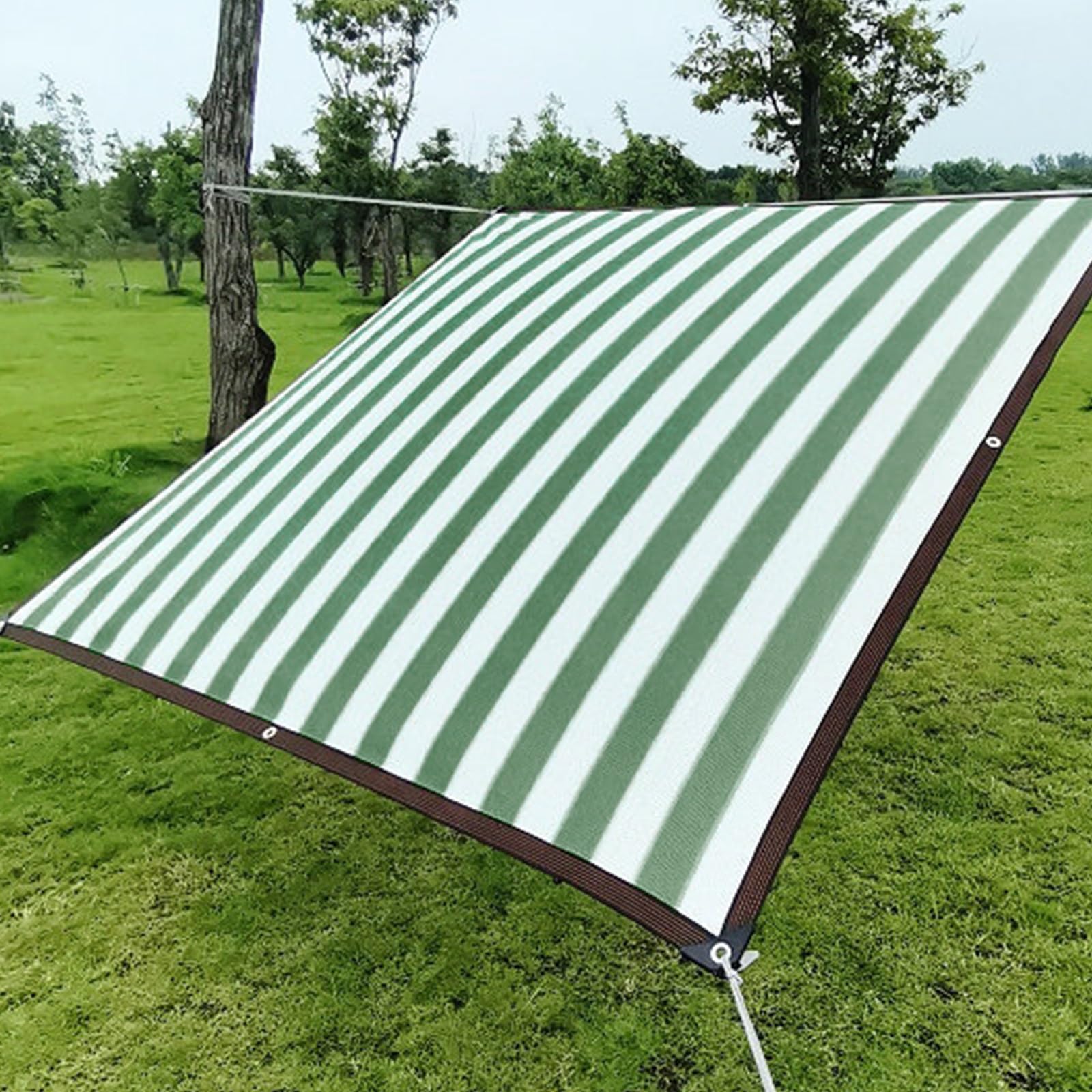 Garden Shade Cloth Green and White Stripes Sun Shade Net 90% Shading Cover for Plant Covers, Swimming Pools, Patios, and Yards 6.6X6.6FT 9.9X19.7FT 16.4X23FT 19.7X49.2FT (Size : 13x23ft)