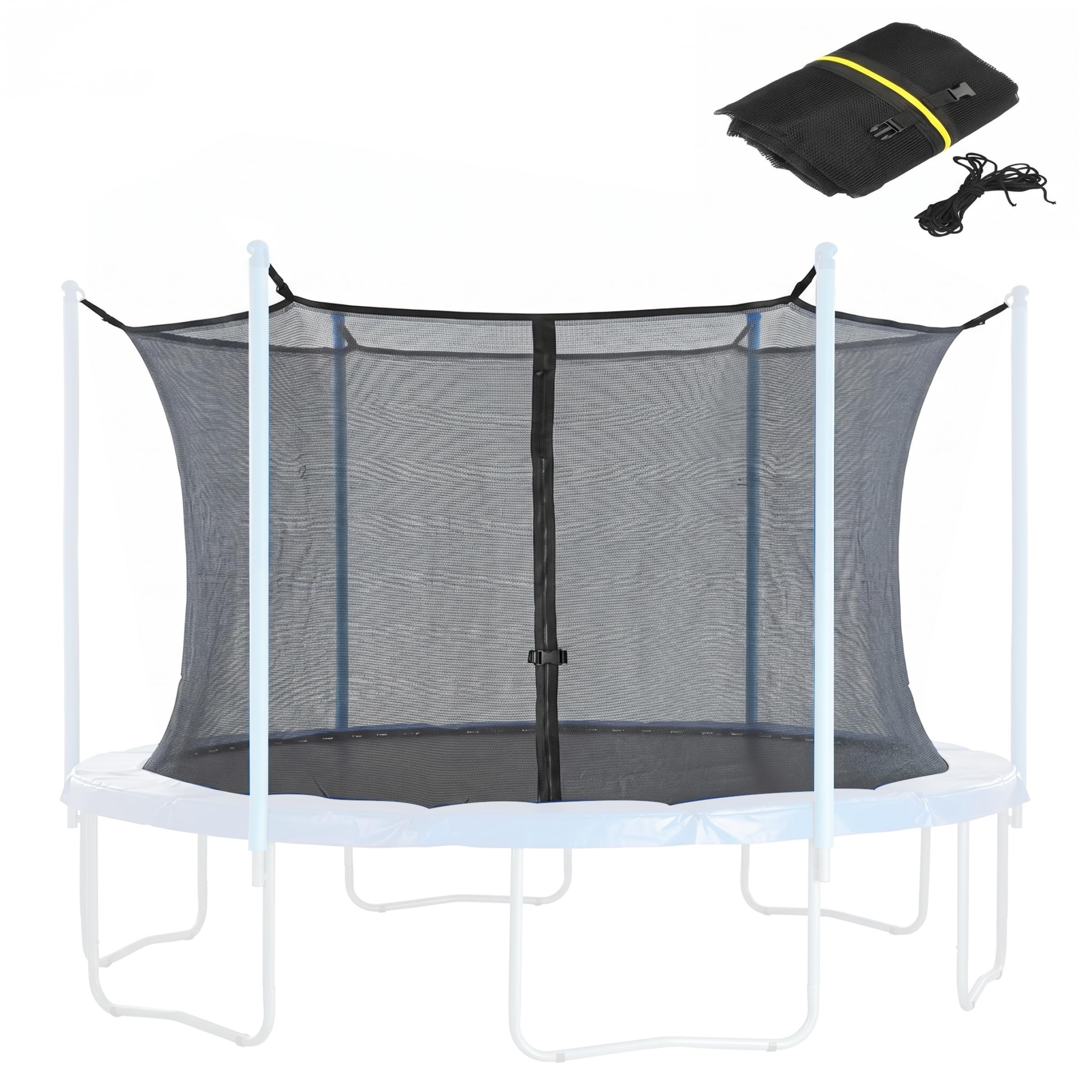 Rete di Sicurezza per Trampolino, Rete per Recinzione di Ricambio sicura per Trampolino con Cerniera e Fibbia, Nera, 6 Piedi