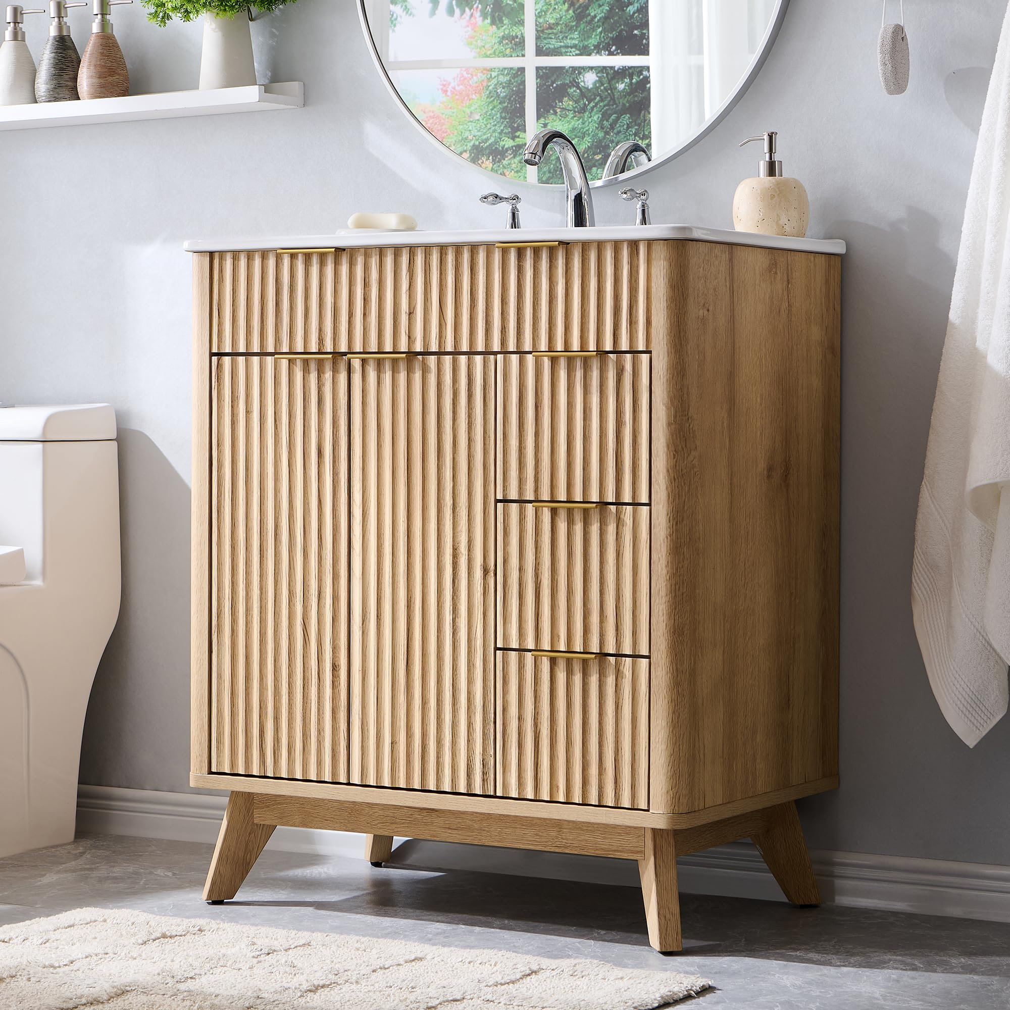 T4TREAM 30 Fluted Vanity with drawers and cabinet