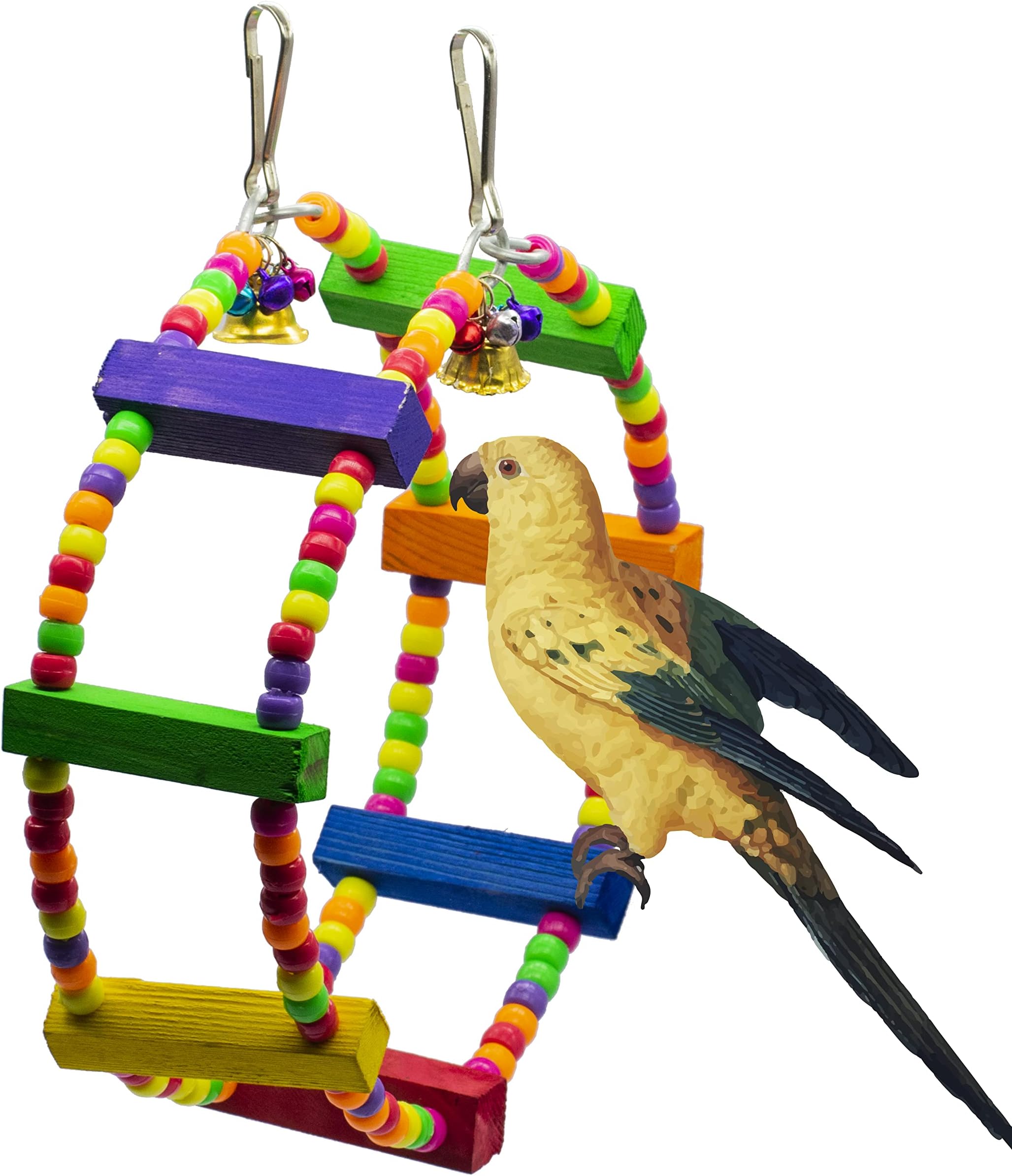 GREENBIRDS Toys Bird Ferris Wheel Swing Colorful Wood Parrot Cage Accessory and Resting Toy Natural Training Aid