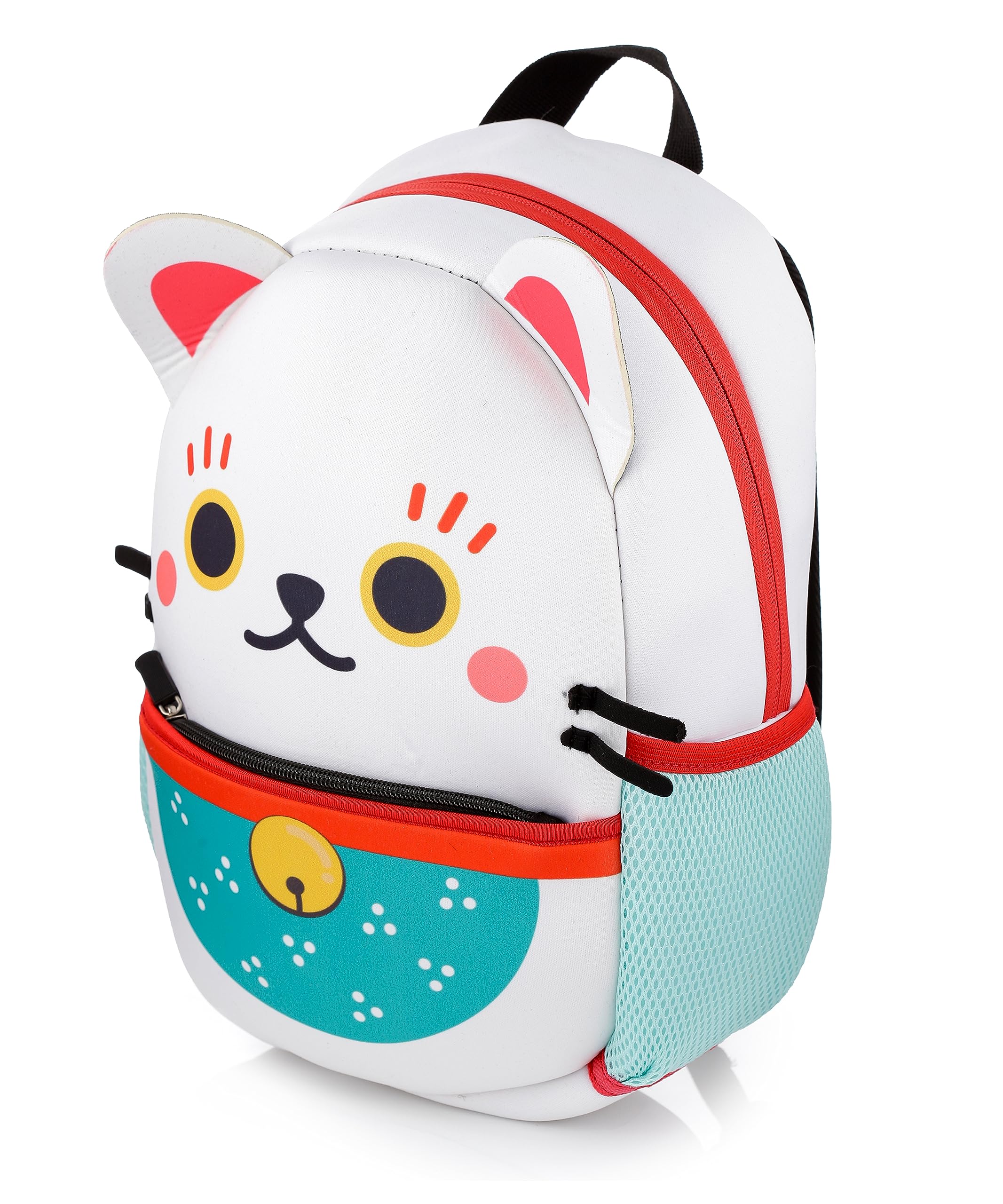 Maneki Neko Lucky Cat Neoprene Rucksack Backpack, Height 30cm Width 23cm Depth 10cm
