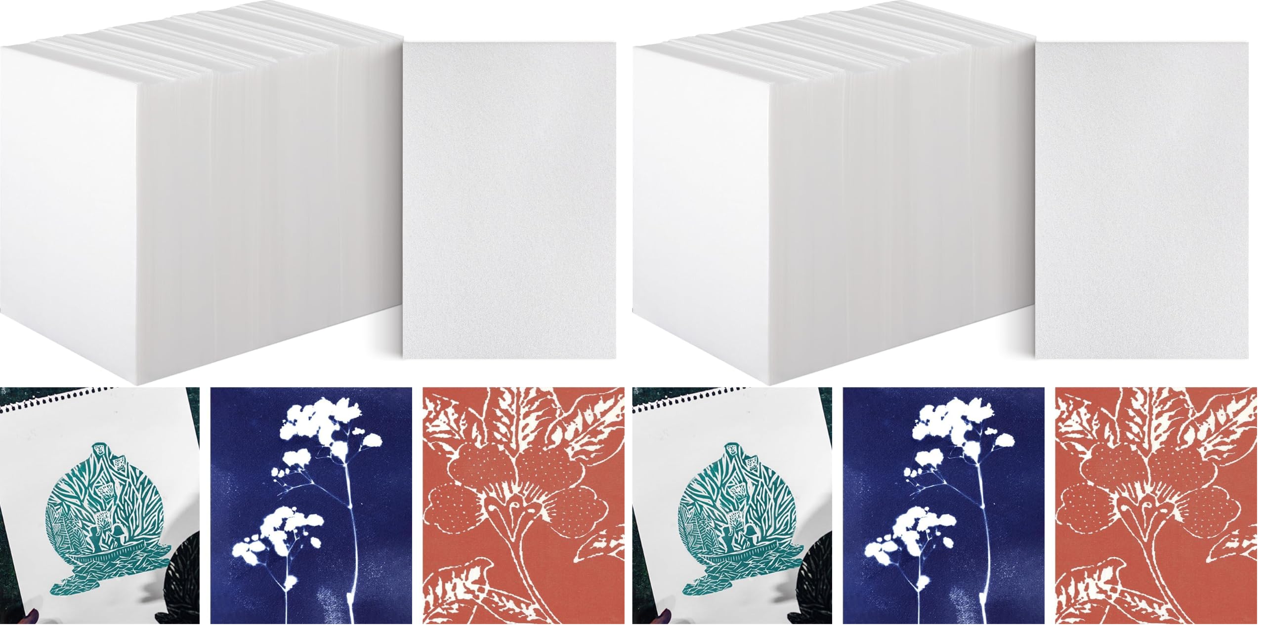 Cholemy 120 Pcs Foam Printing Plates 6 X 9 Inches White 1/20 Inch Thick (Pack of 2)