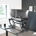 VIVO 36 inch Height Adjustable Stand Up Desk Converter, V Series, Quick Sit to Stand Tabletop Dual Monitor Riser Workstation, Black, DESK-V000V | Height Adjustable, Stand Up Desk Riser, Wide Keyboard Tray, Dual Monitor and Laptop Workstation, Black F