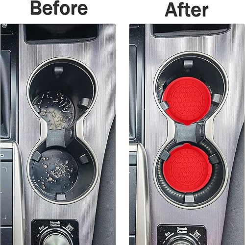 Miniatura 2 de Portavasos universal para automóvil, soporte antideslizante para interiores de automóviles, engranaje rojo puro, paquete de 4