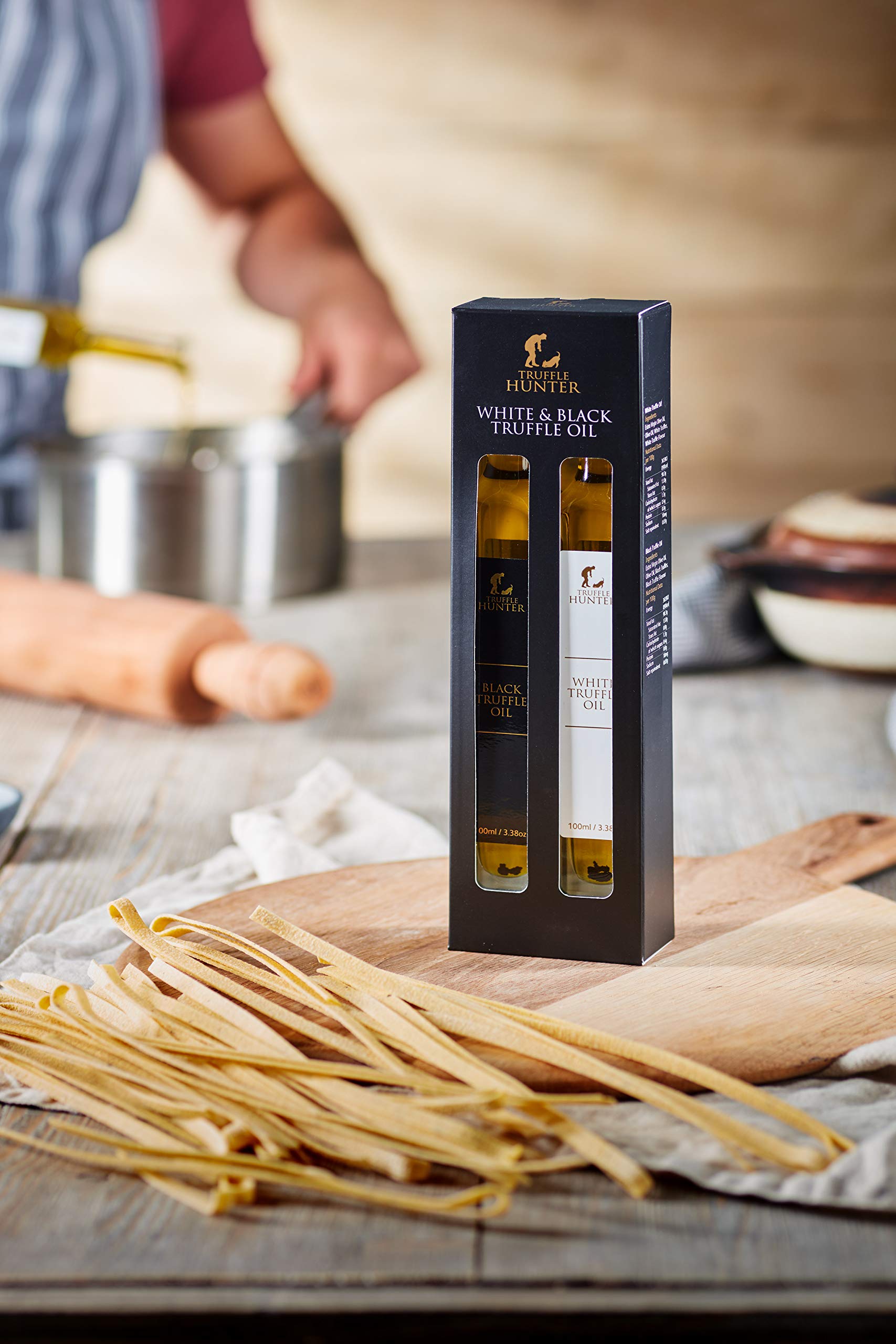 TruffleHunter Black & White Truffle Oil Gift Box Set (2 x 3.38 Oz) Real
