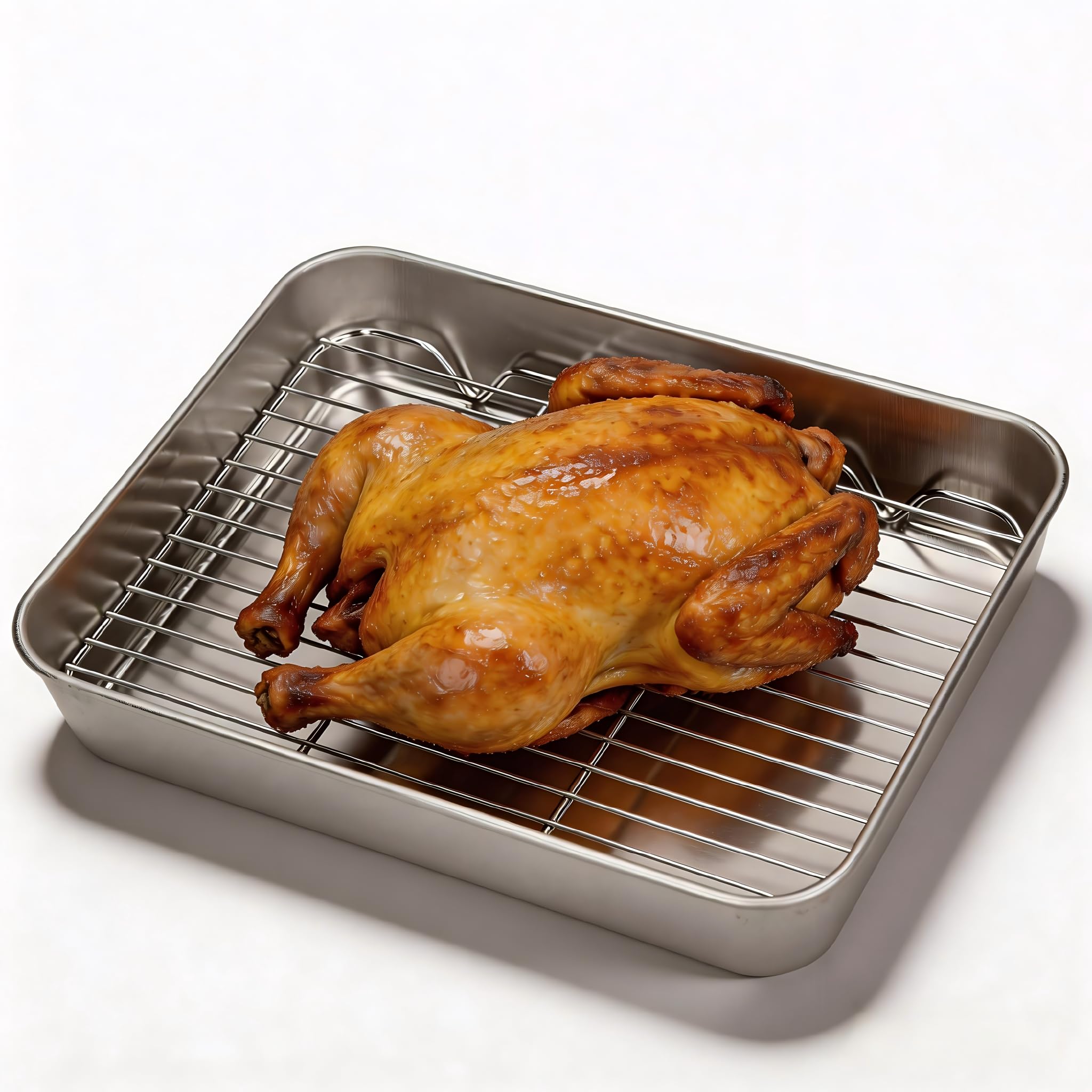 Bakplaat In De Oven Bakplaat Set Roestvrij Staal – 2 Stuks Met Koelrek | Ovenbestendig & Anti-aanbak | Geschikt Voor Koekjes, Vlees & Groenten Bakplaat 21 Cm
