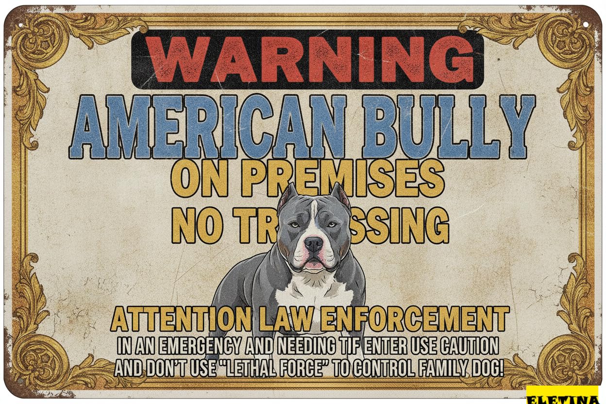 Personalized Sign for Man Cave Metal Warning American Bully Dog Fence Beware Of Dog 8x12inch Private Property Decorative